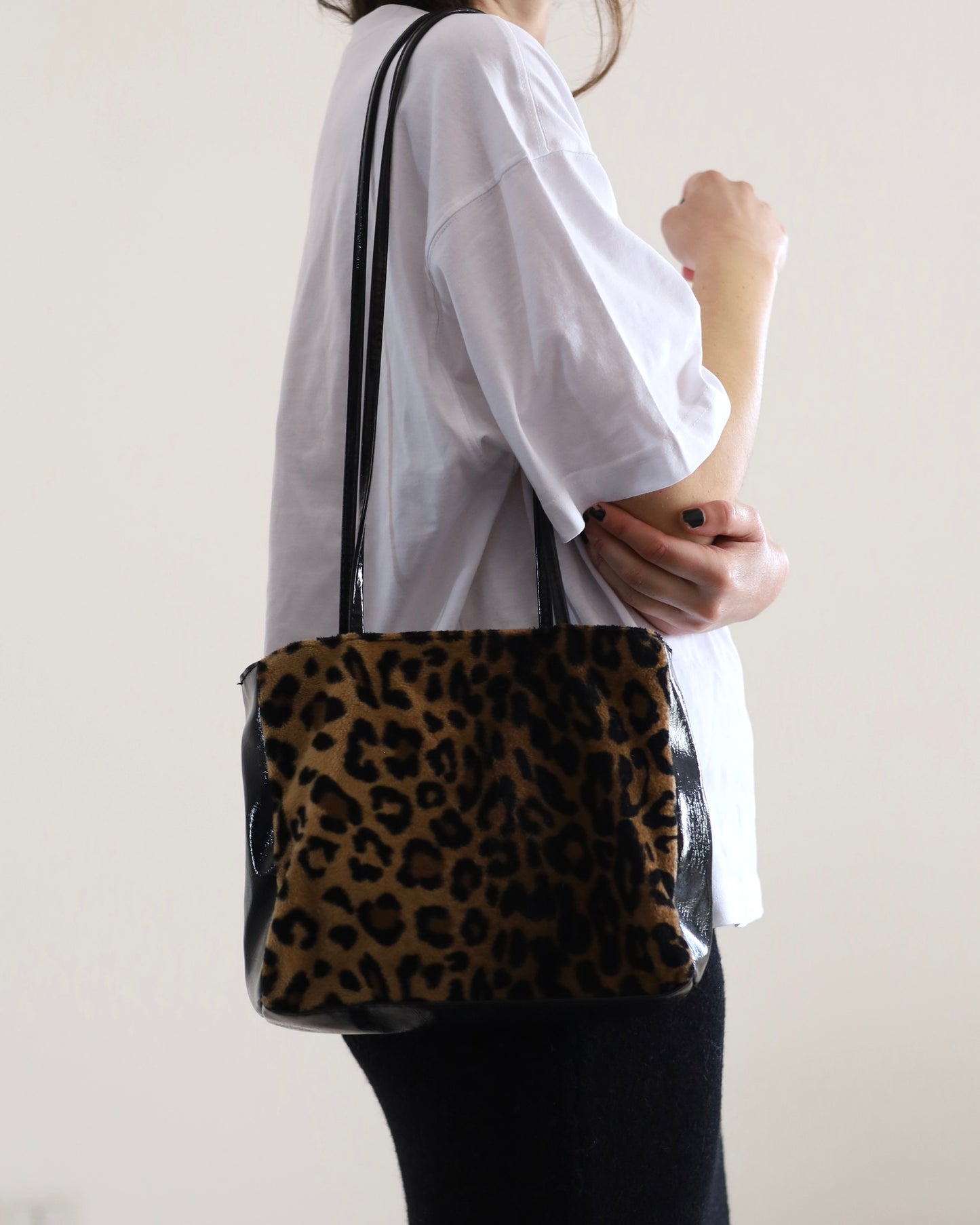 Y2k leopard fur bag