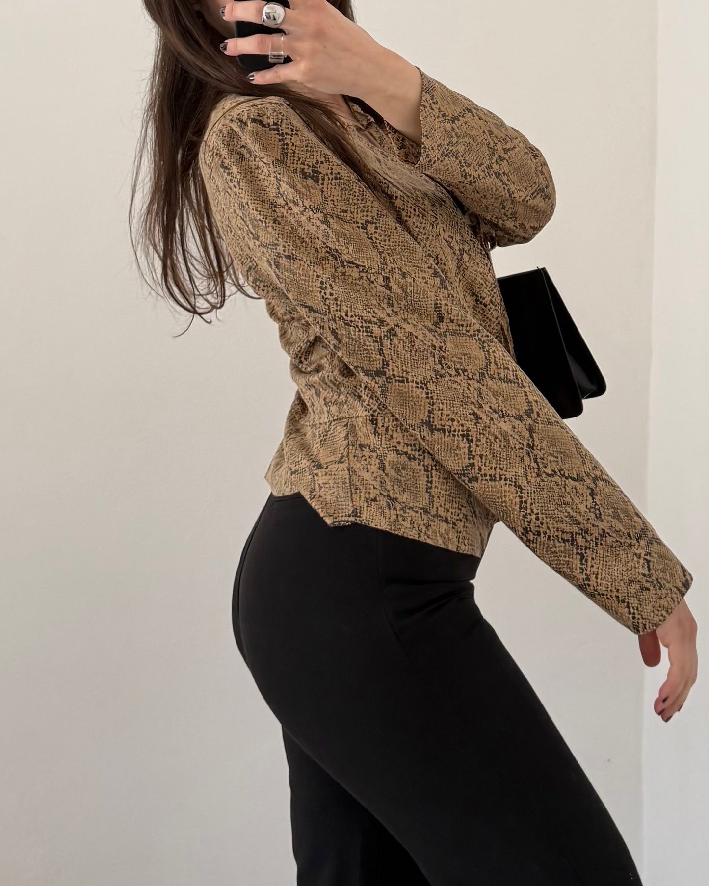Snakeskin jacket with ties