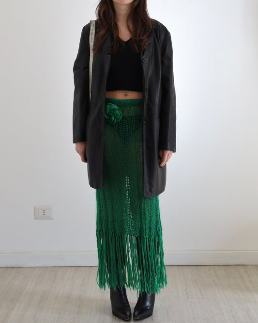 Knit midi skirt with fringes