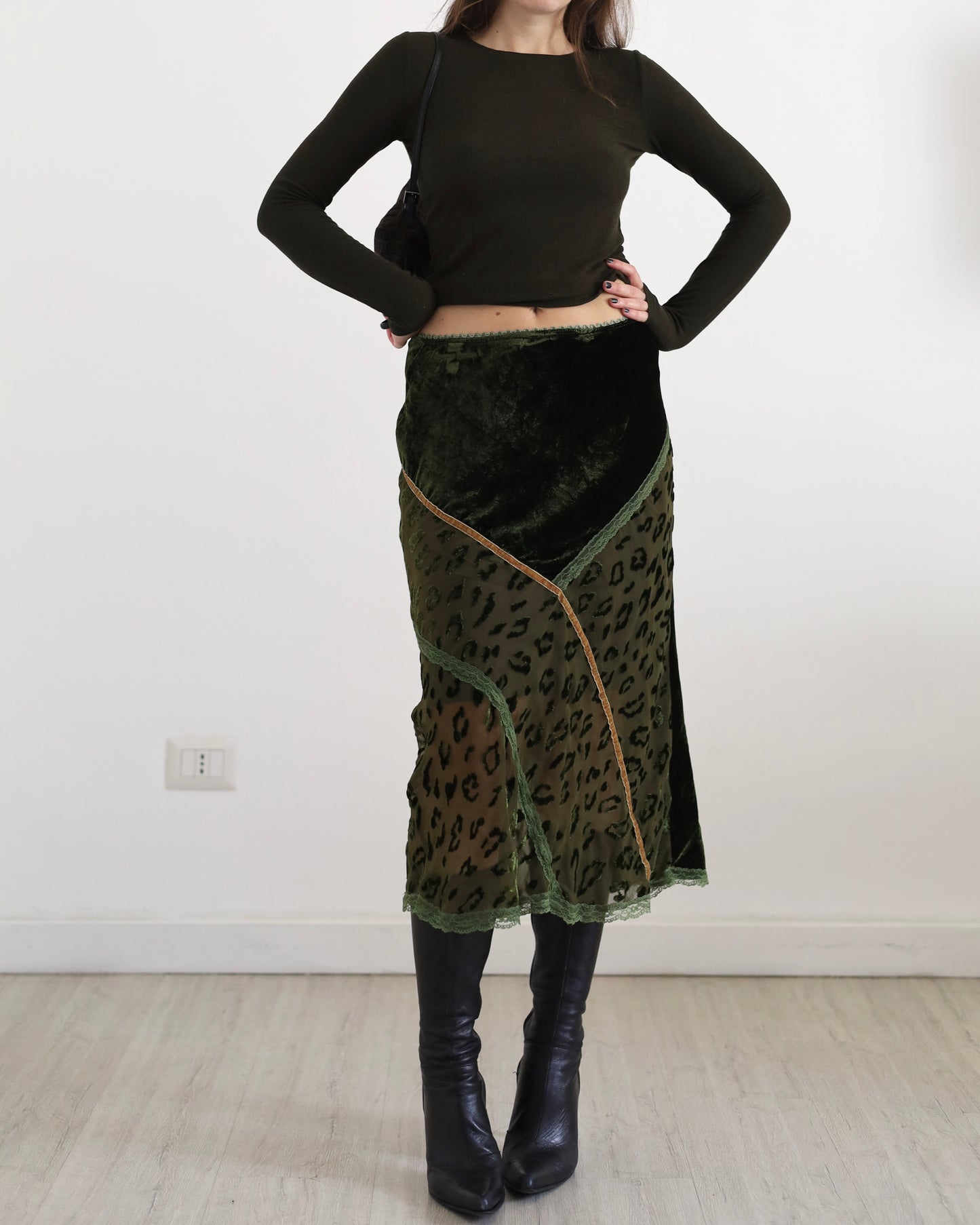 Velvet sheer midi skirt lo