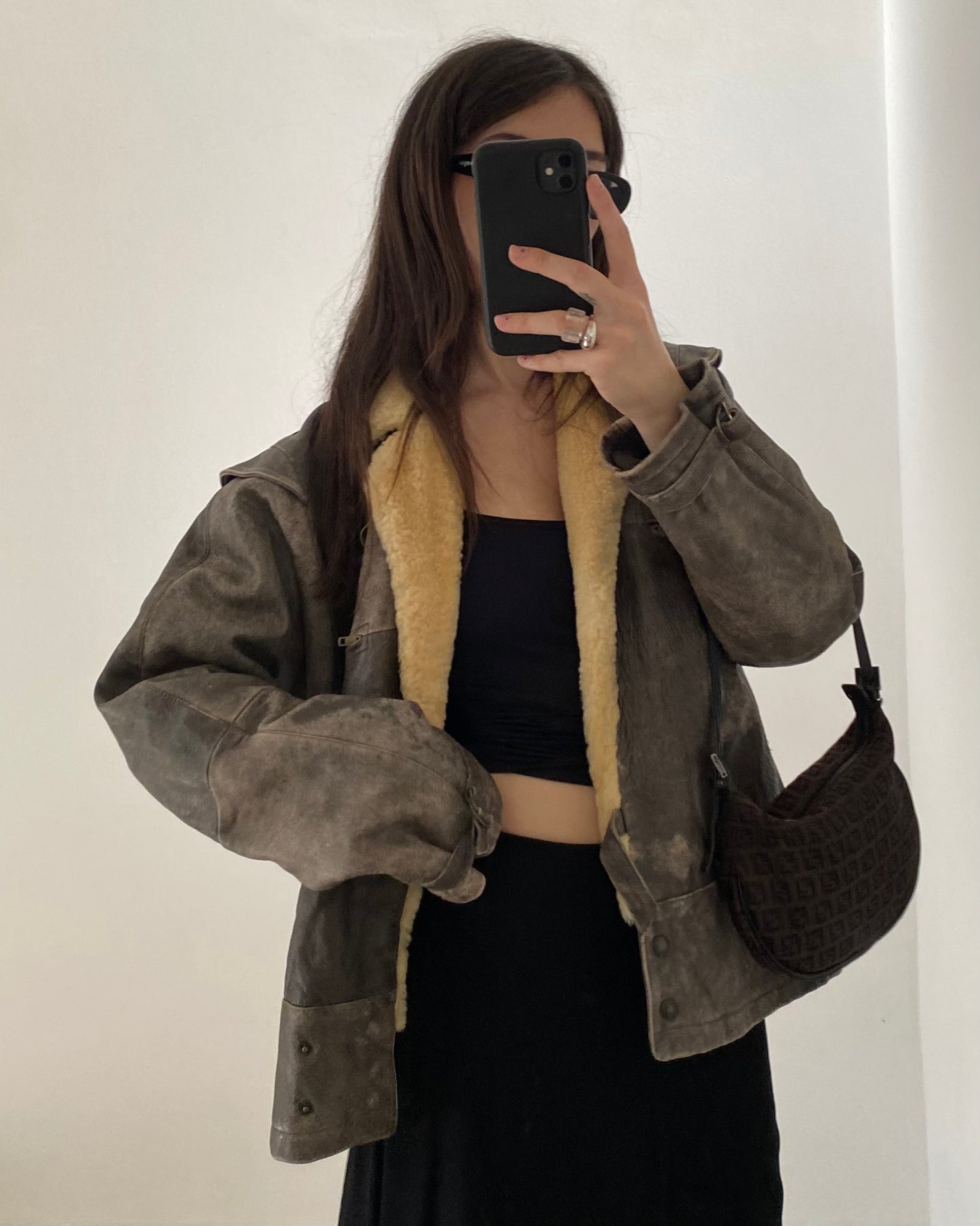 90s distressed leather jacket