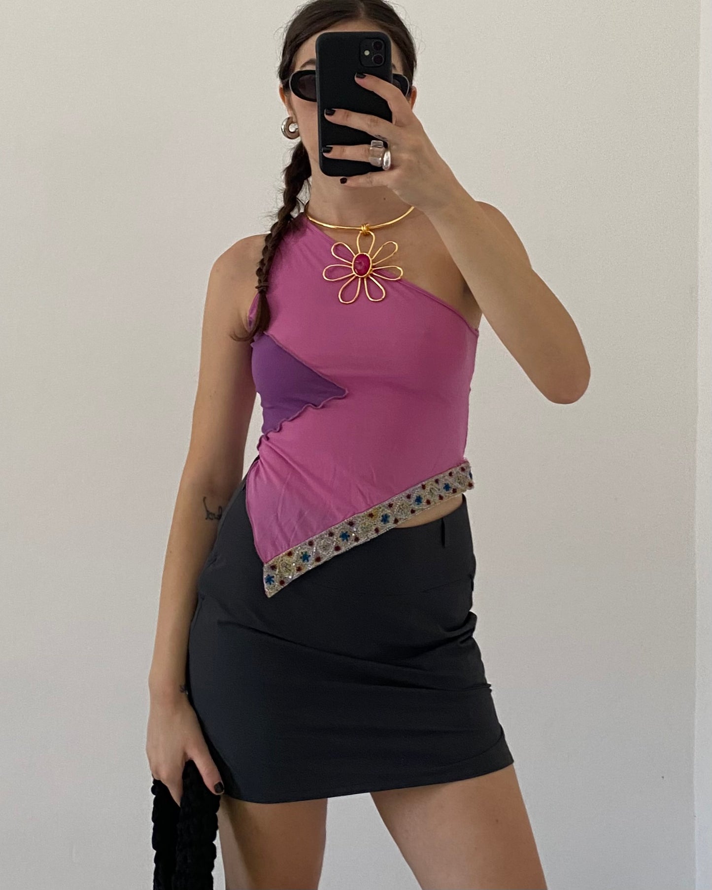 Nylon mini skirt