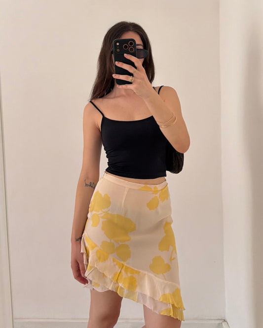 00s pastel yellow midi skirt