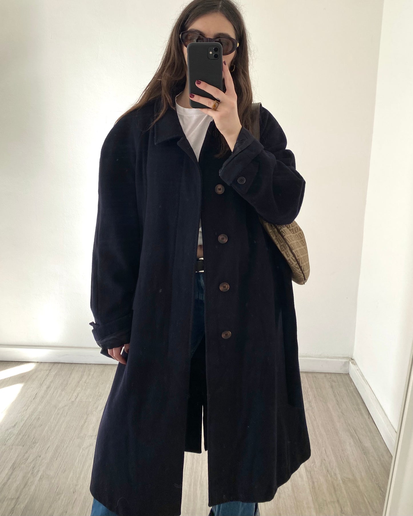 Navy wool belted coat