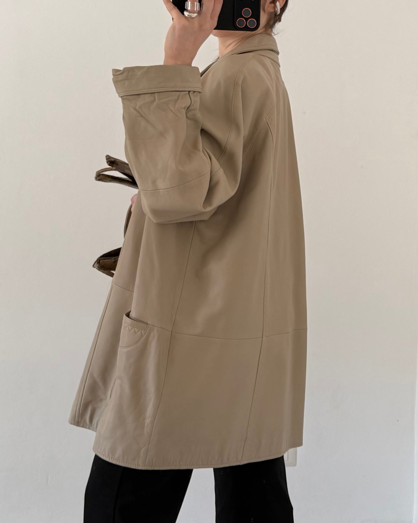 Nappa leather beige jacket