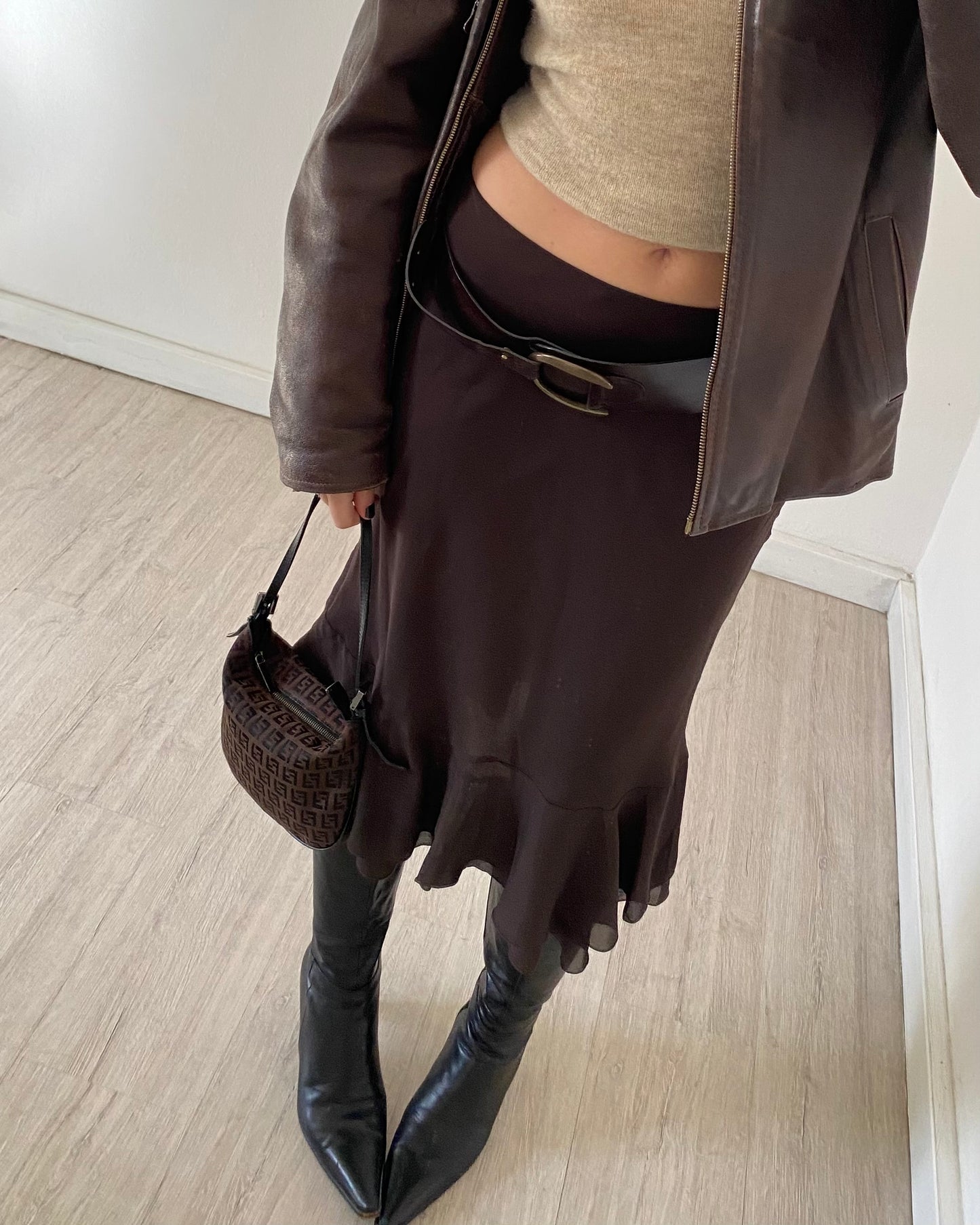 Brown midi skirt