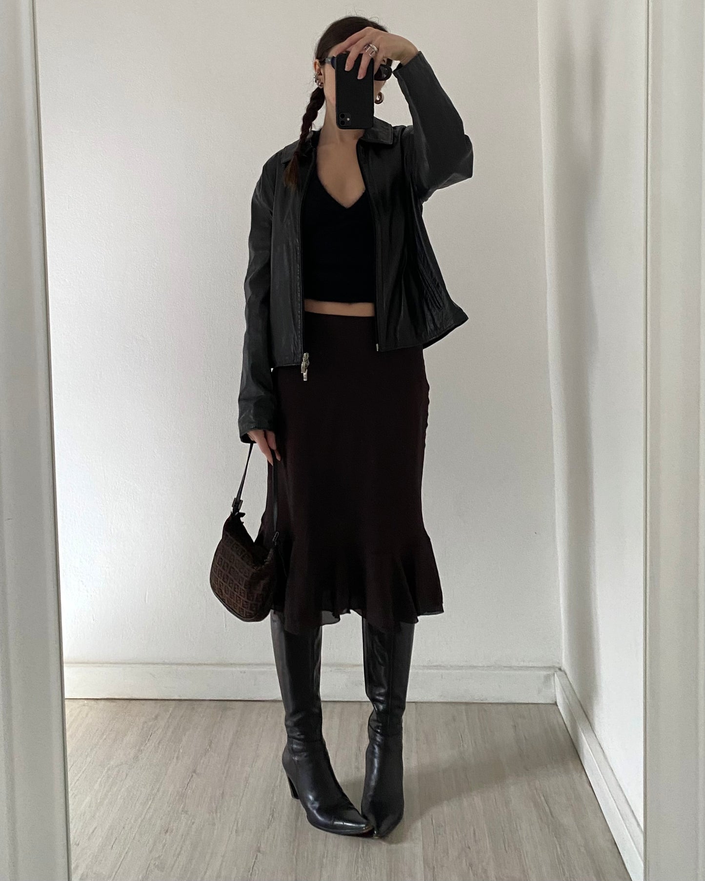 Brown midi skirt