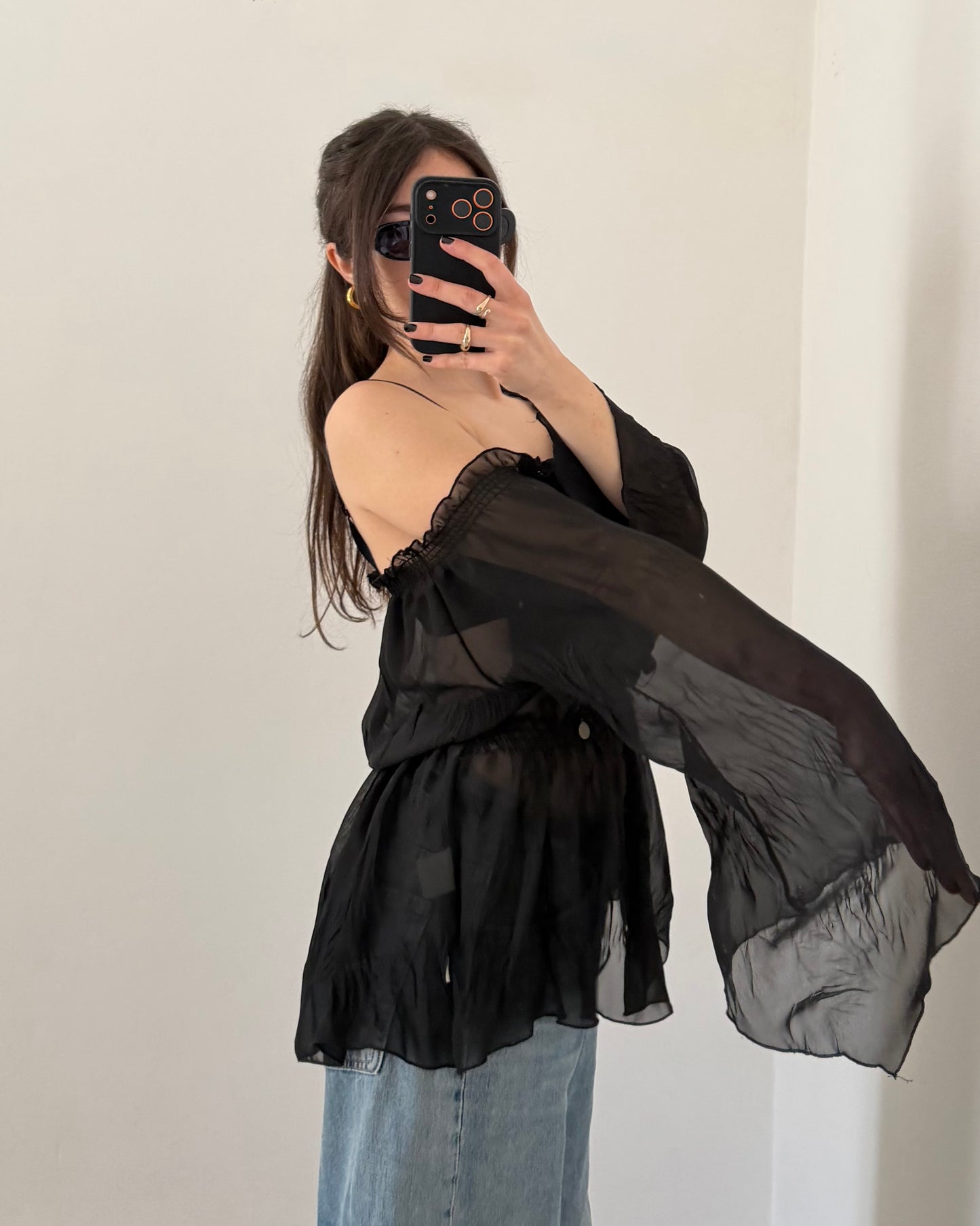 Sheer ruched top