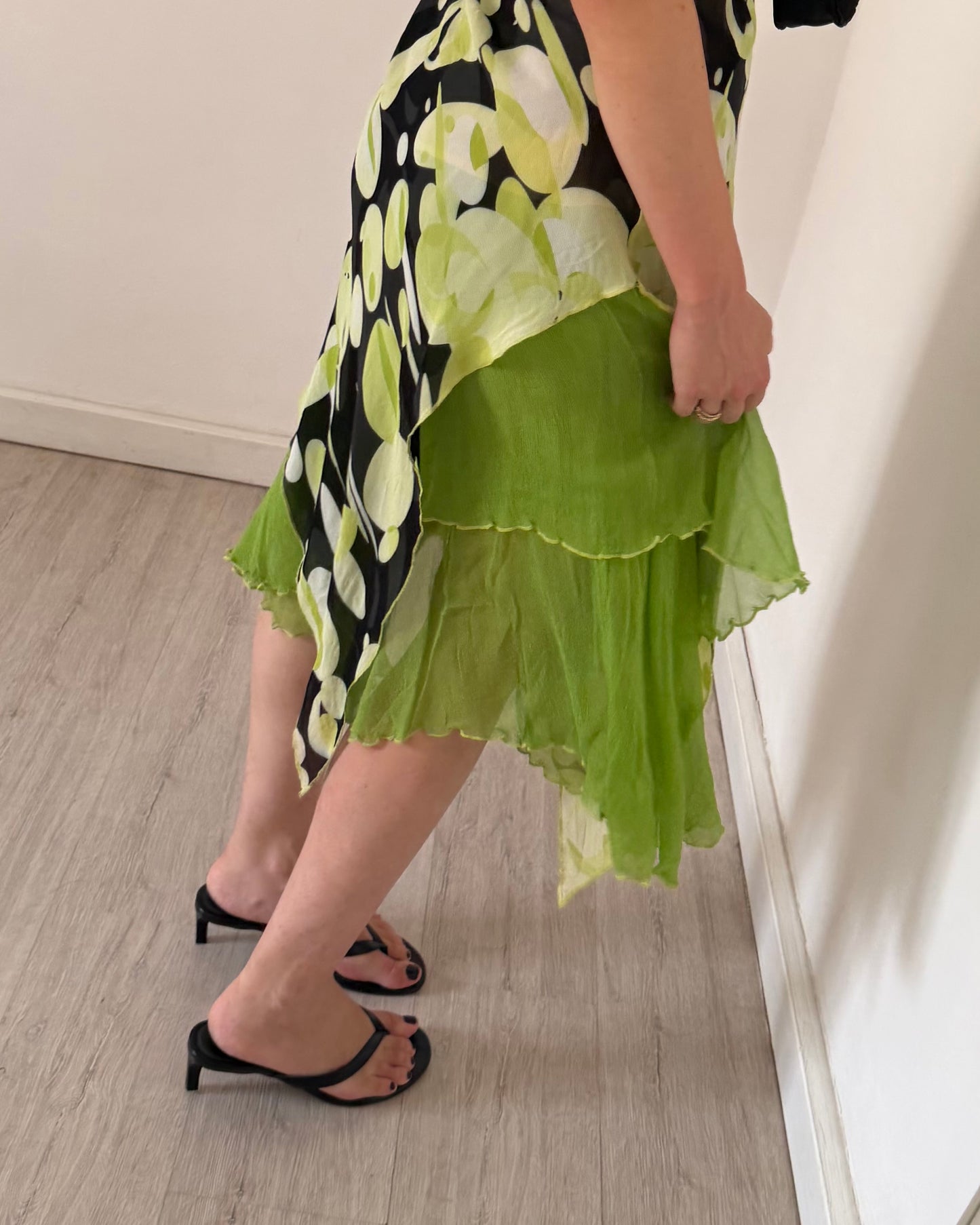 00s asymmetric midi dress