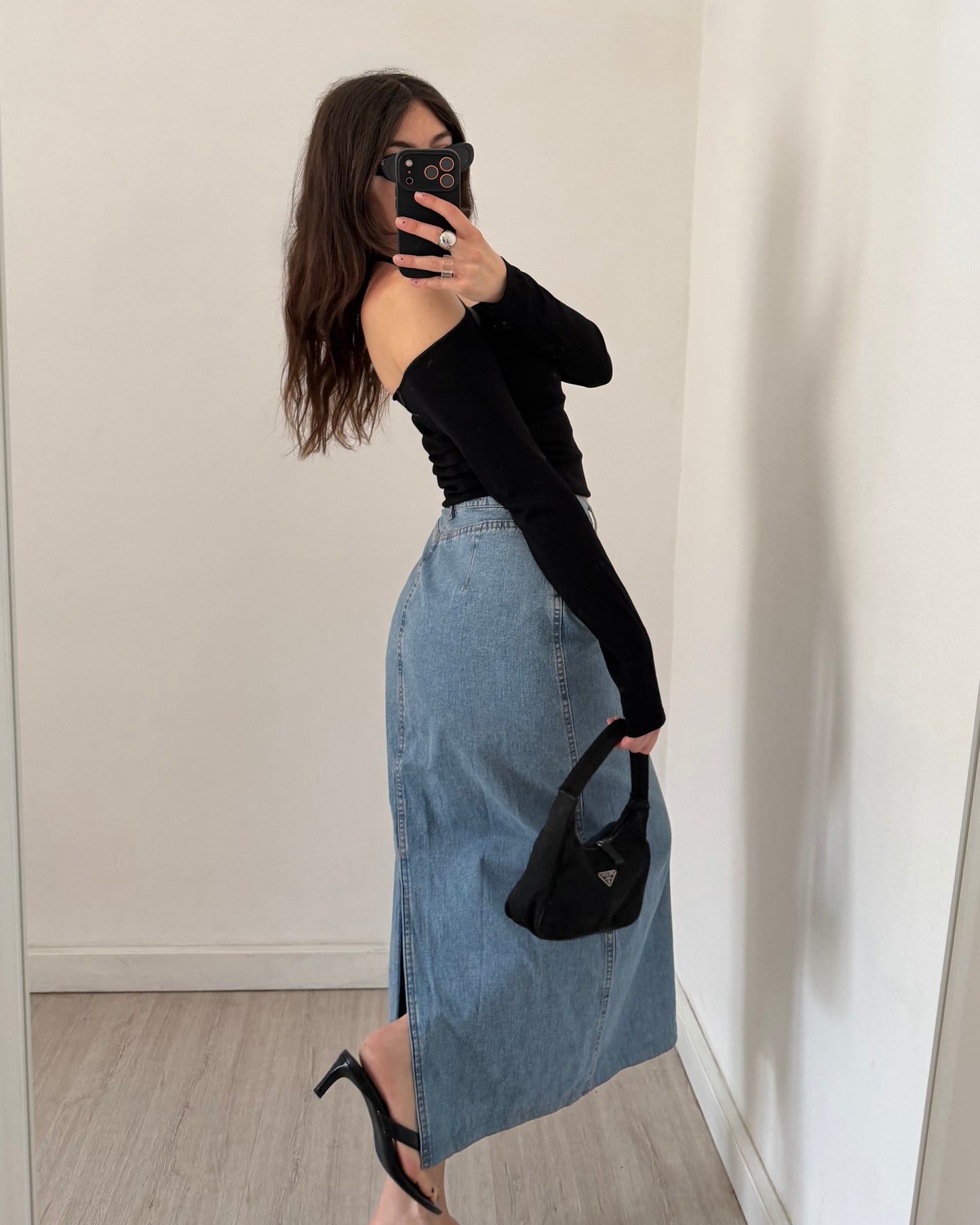 90s Gas longuette denim skirt