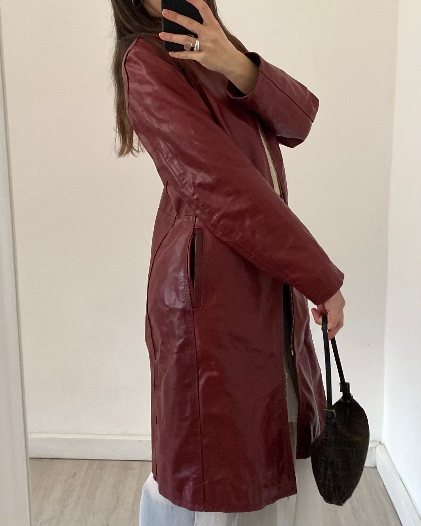 Cherry red leather jacket