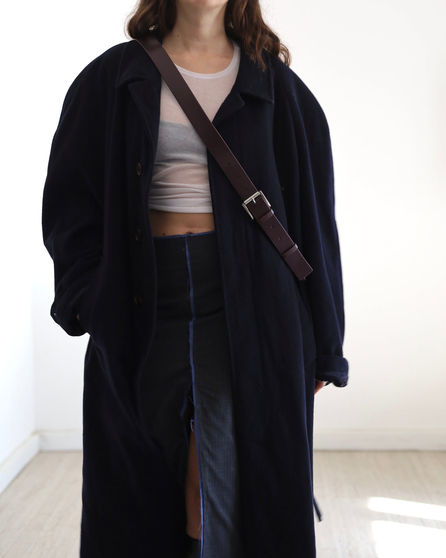 Navy wool belted coat