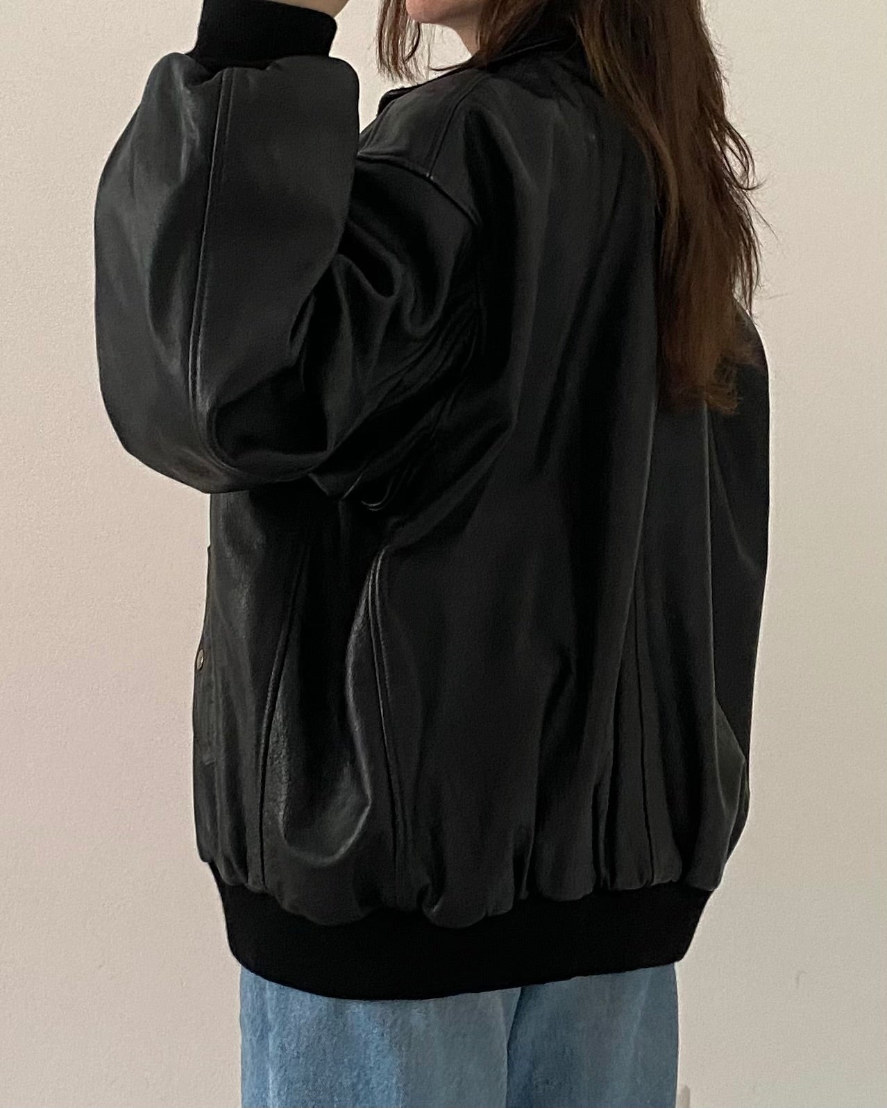 Leather bomber jacket