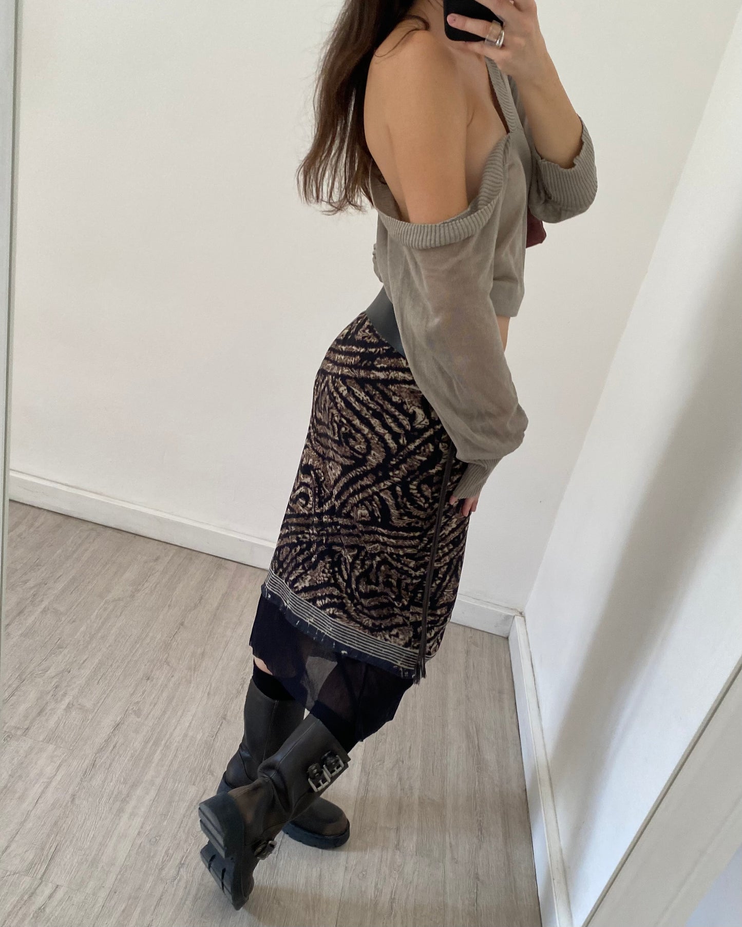 Micro mesh midi skirt