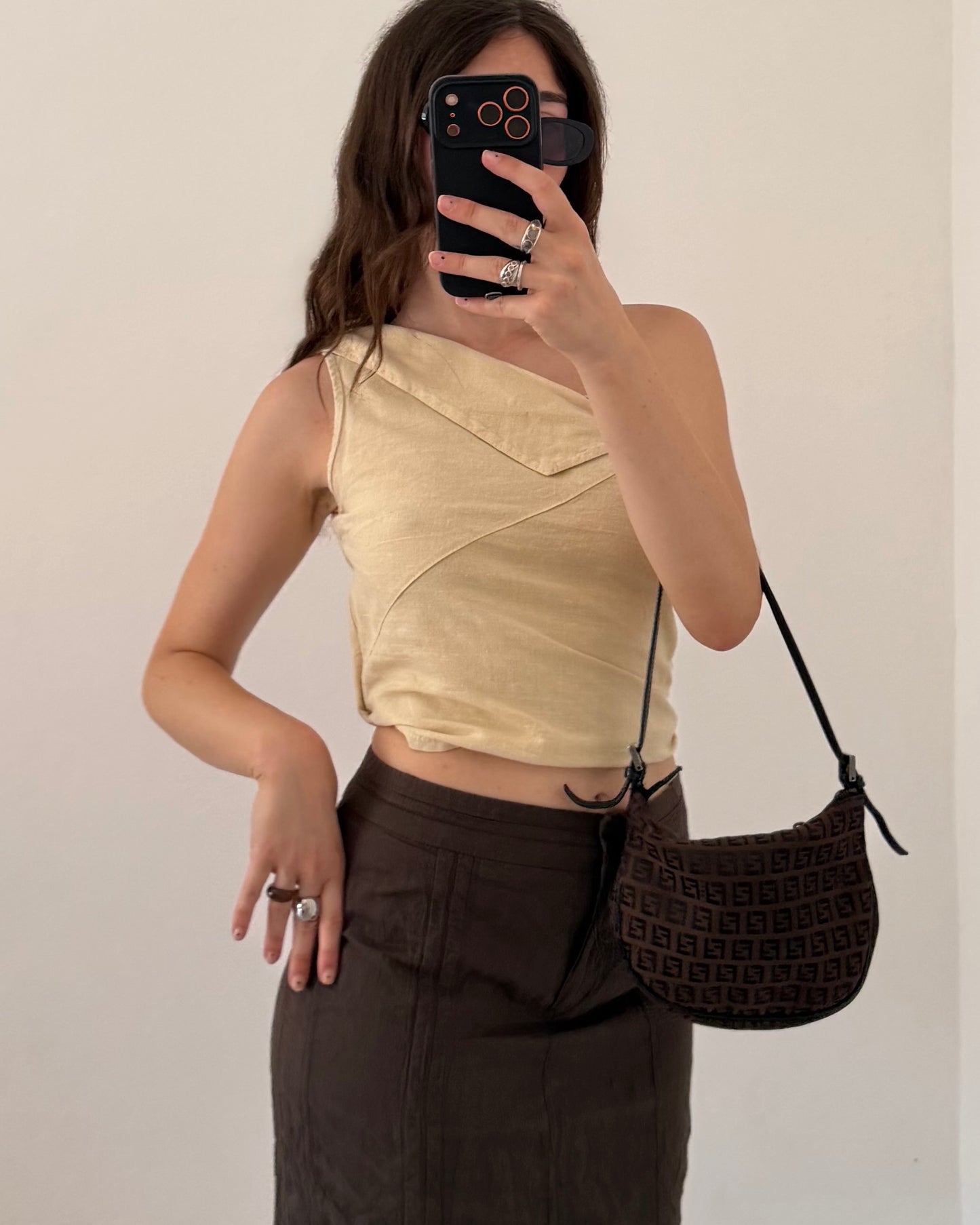 Crinkled midi skirt