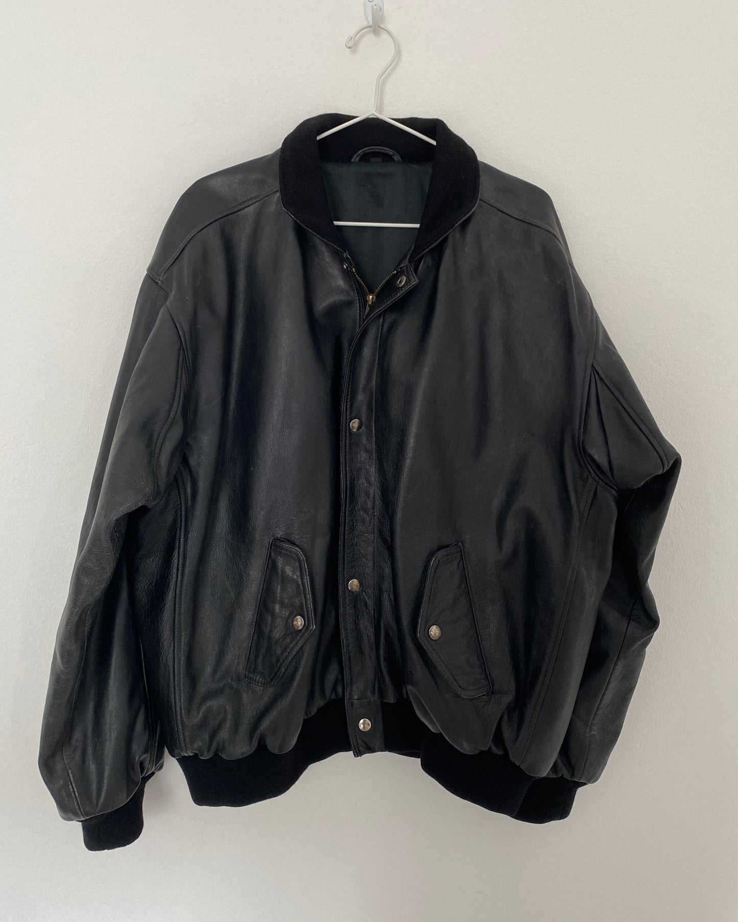 Leather bomber jacket