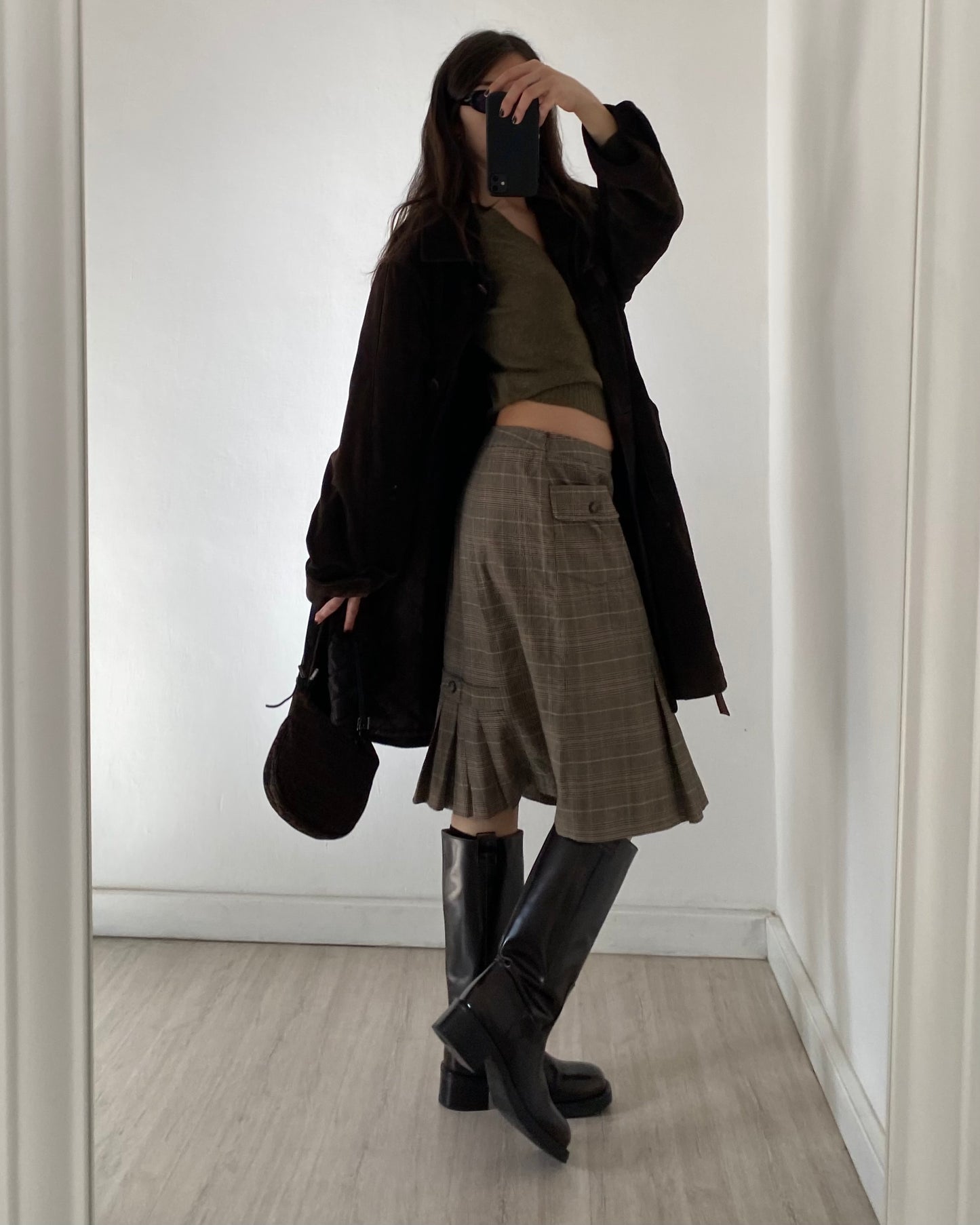 Max Mara check midi skirt