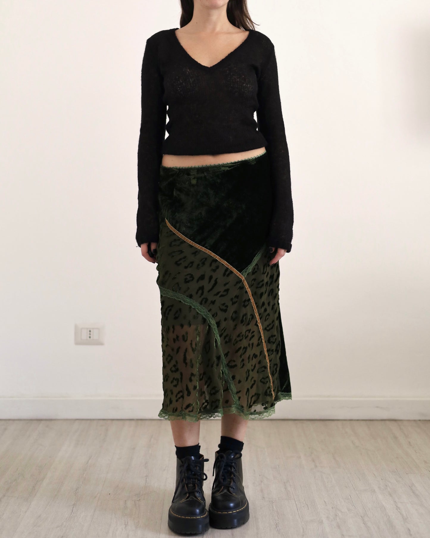 Velvet sheer midi skirt lo