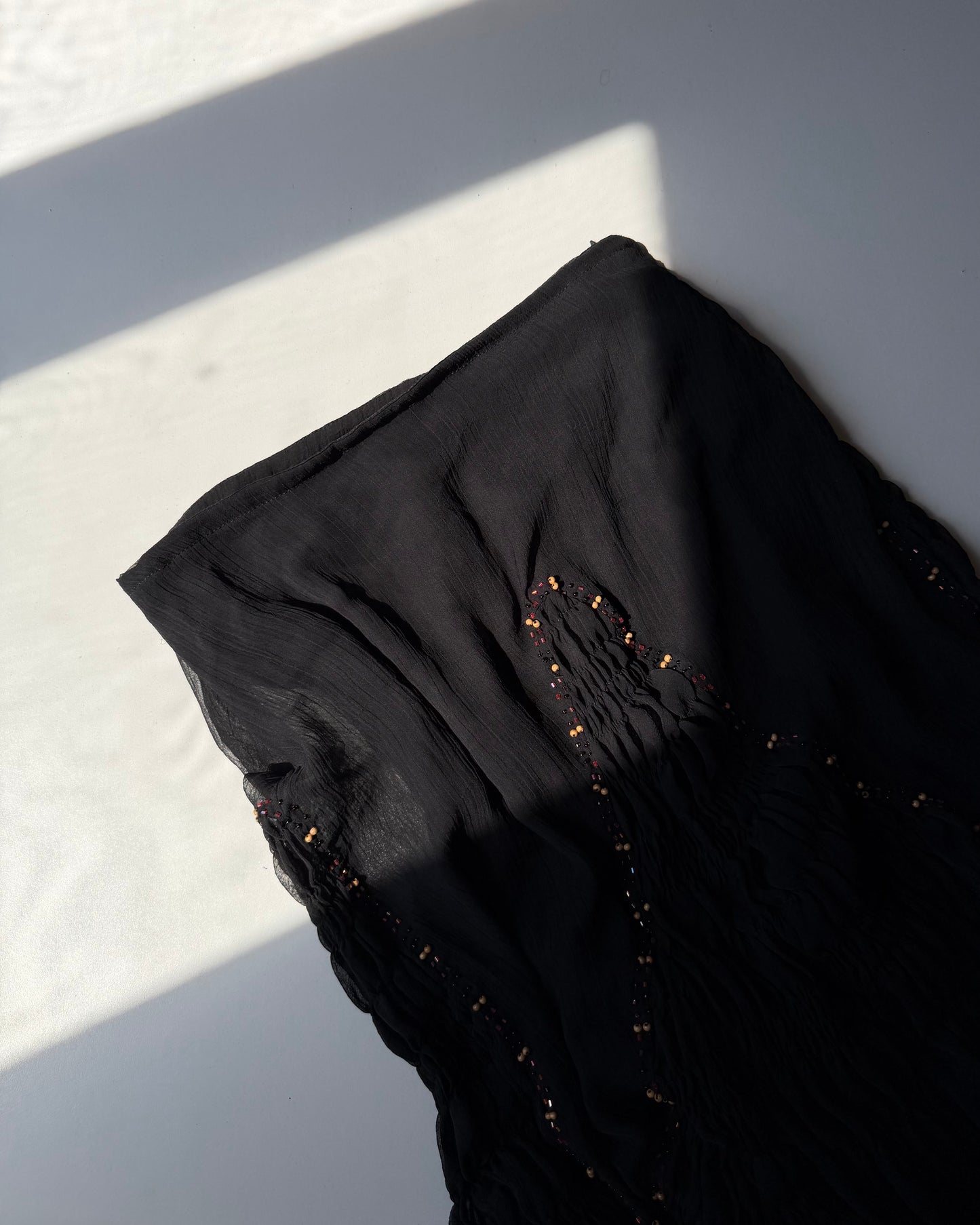 Embroidered chiffon midi skirt
