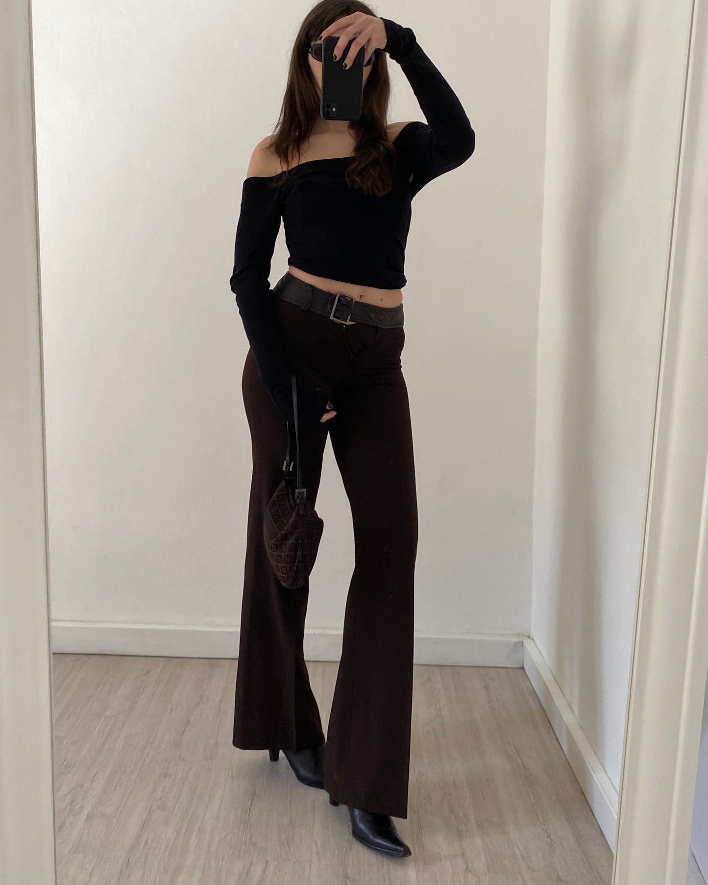 Y2k flare pants with buckle