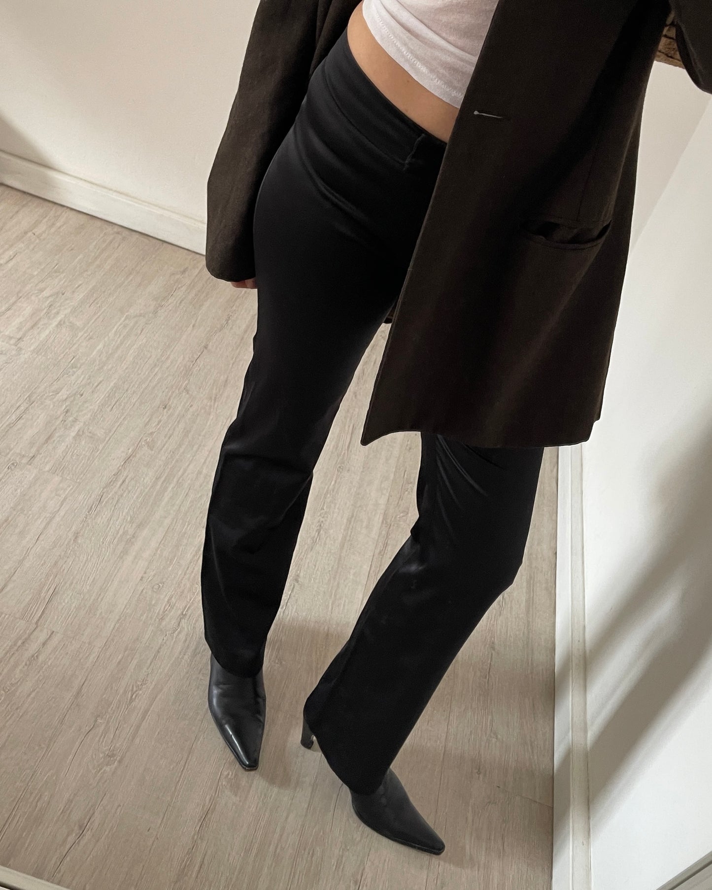 Satin bootcut trousers