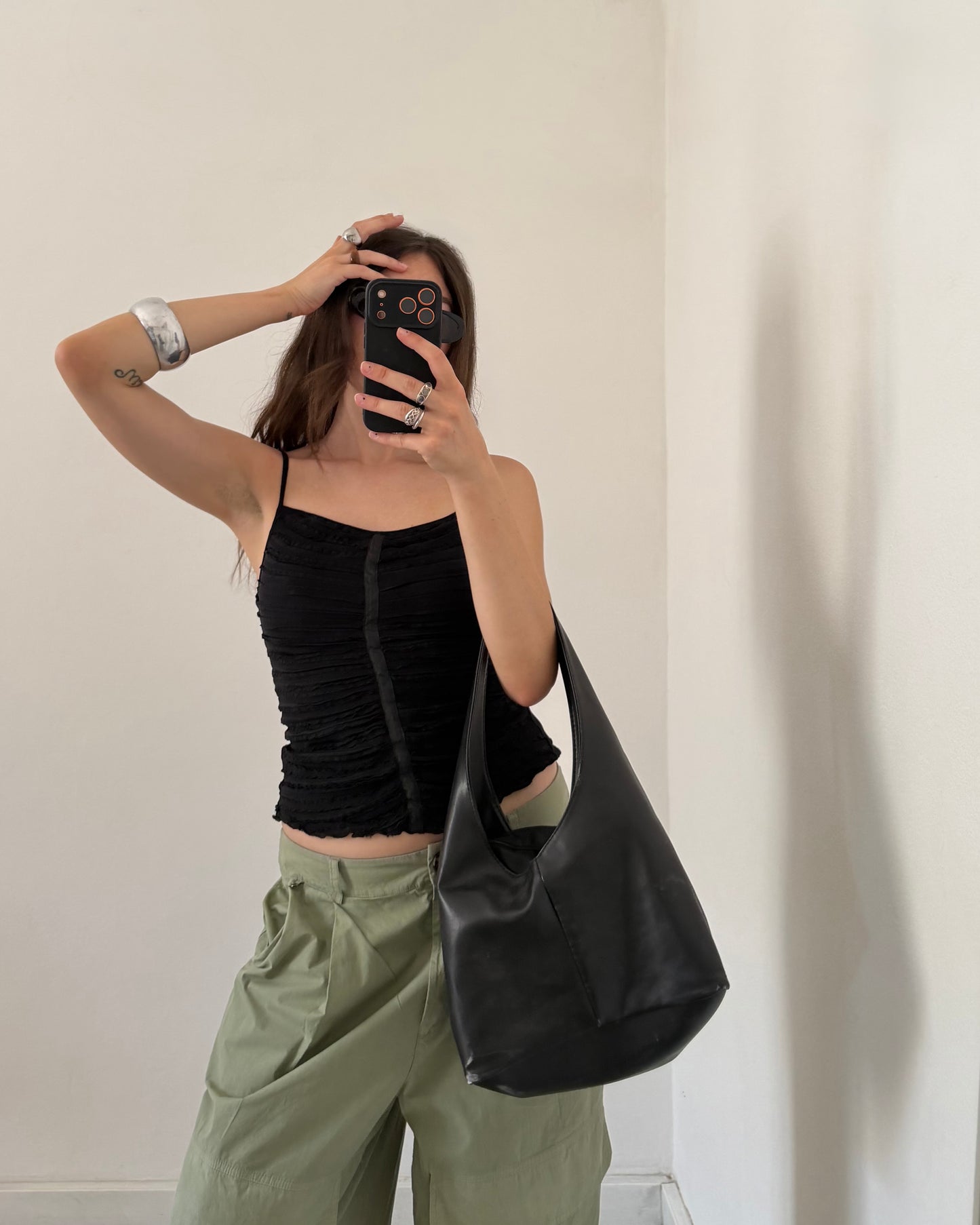 Wide leg cotton trousers