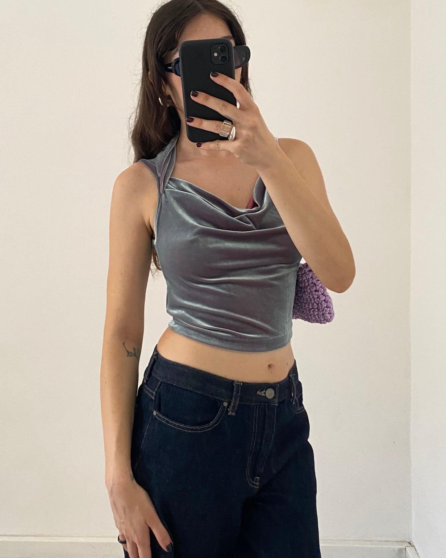 Iridescent velour top
