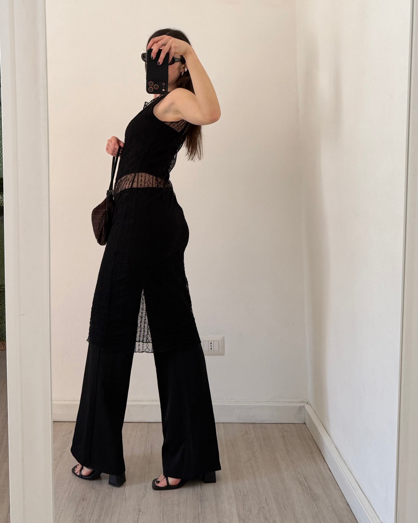 Black sheer midi dress