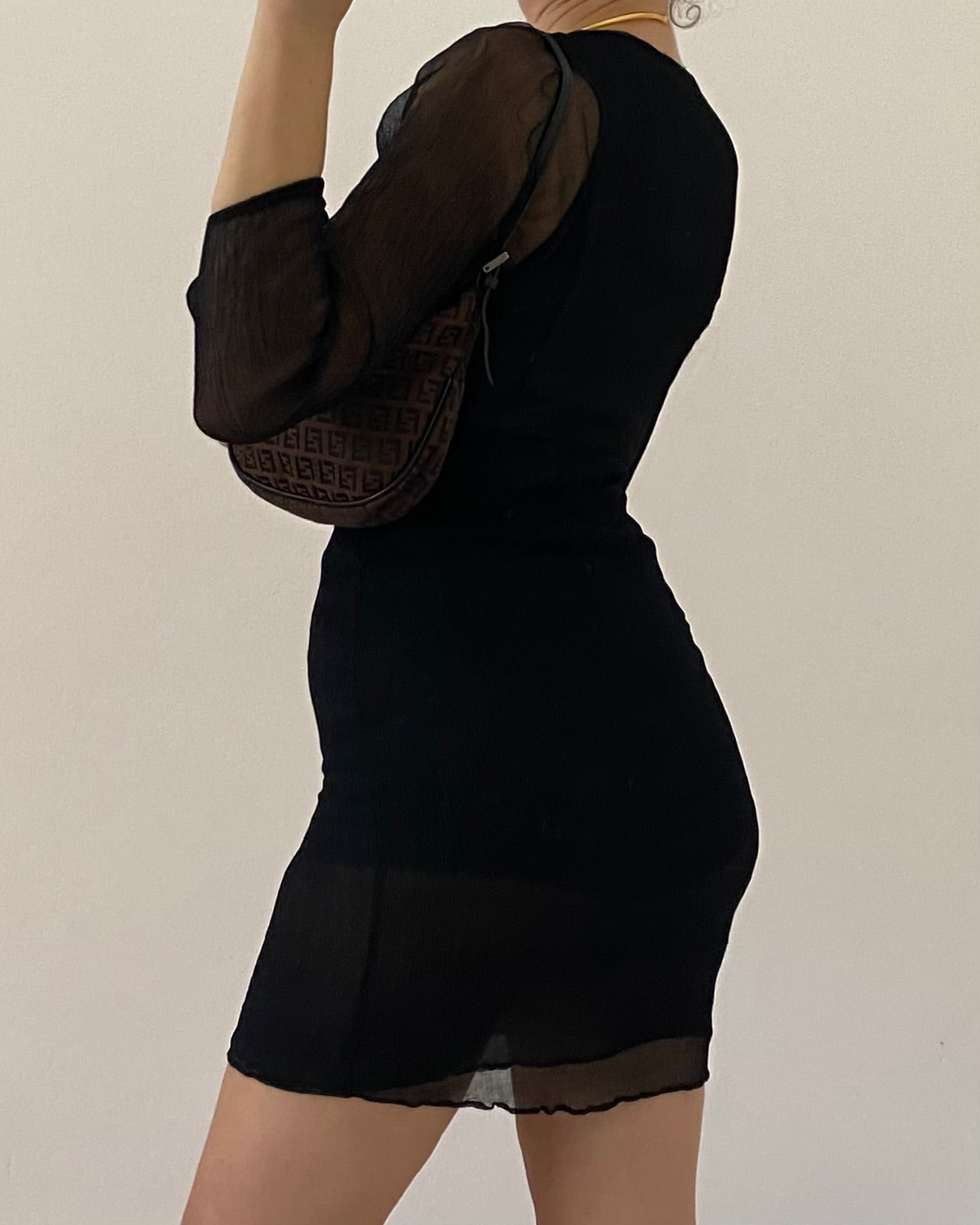 Silk embroidered mini dress