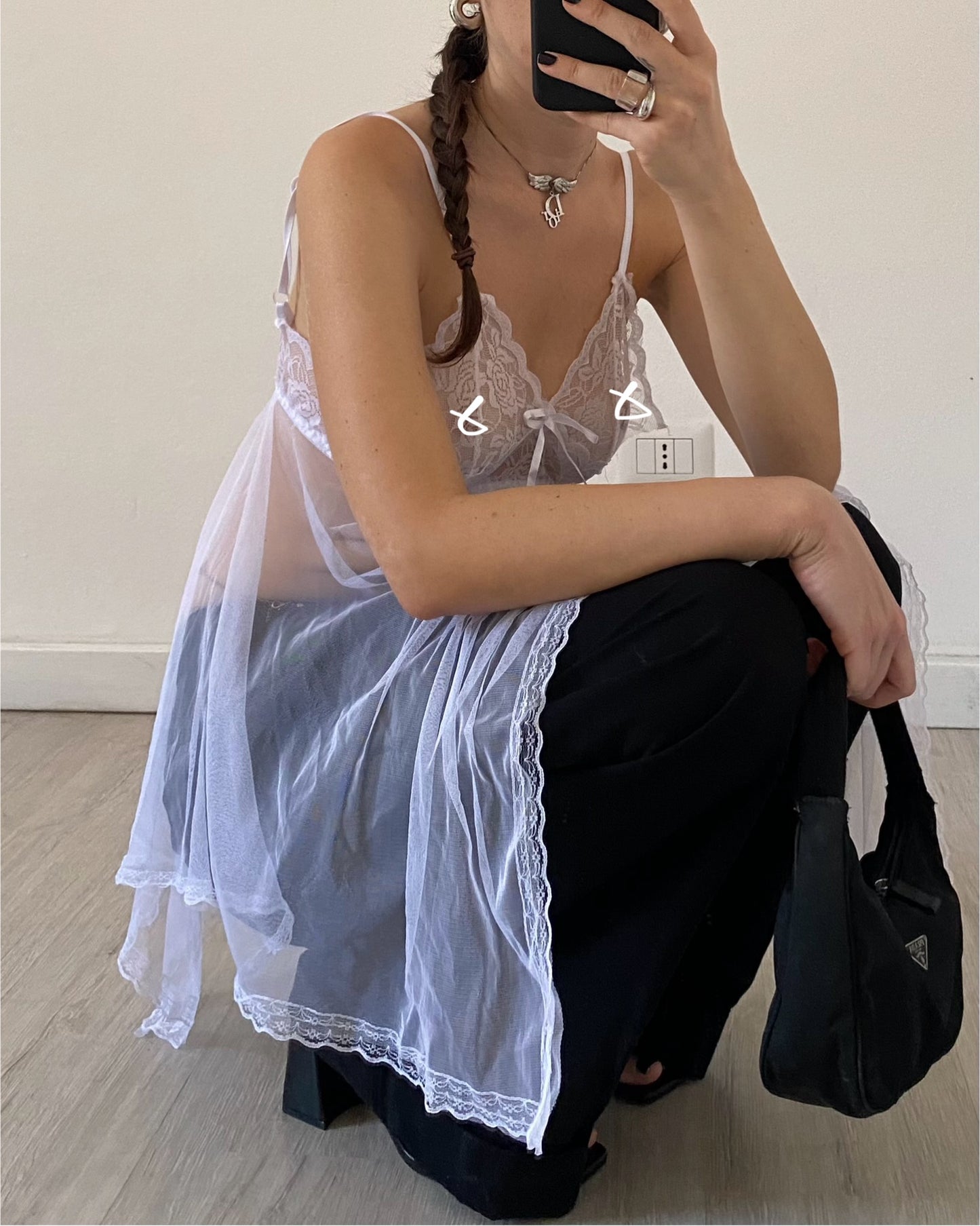 White tulle babydoll top