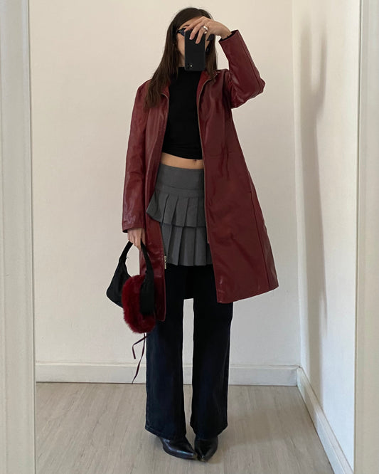 Cherry red leather jacket