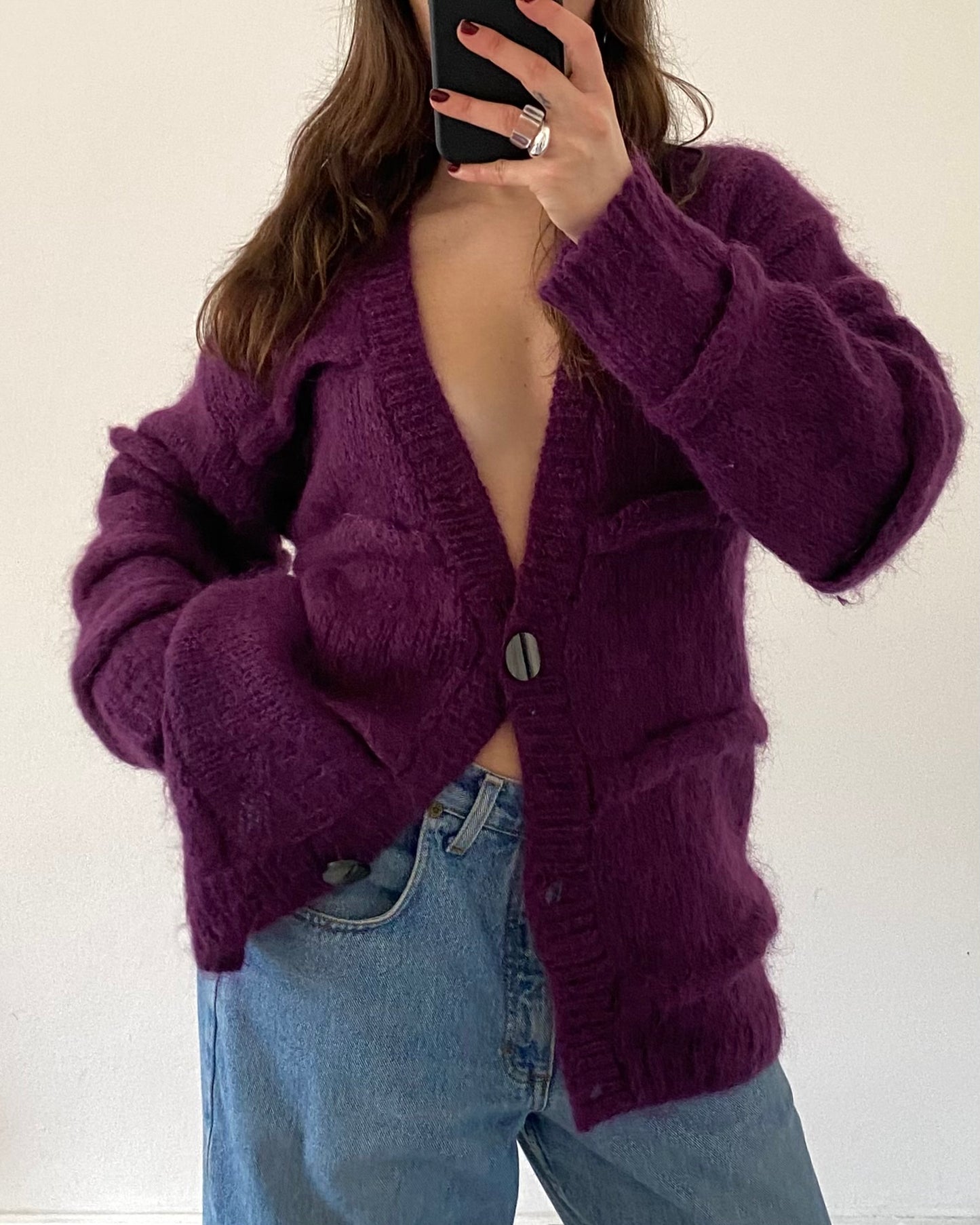 Chunky mohair wool cardigan