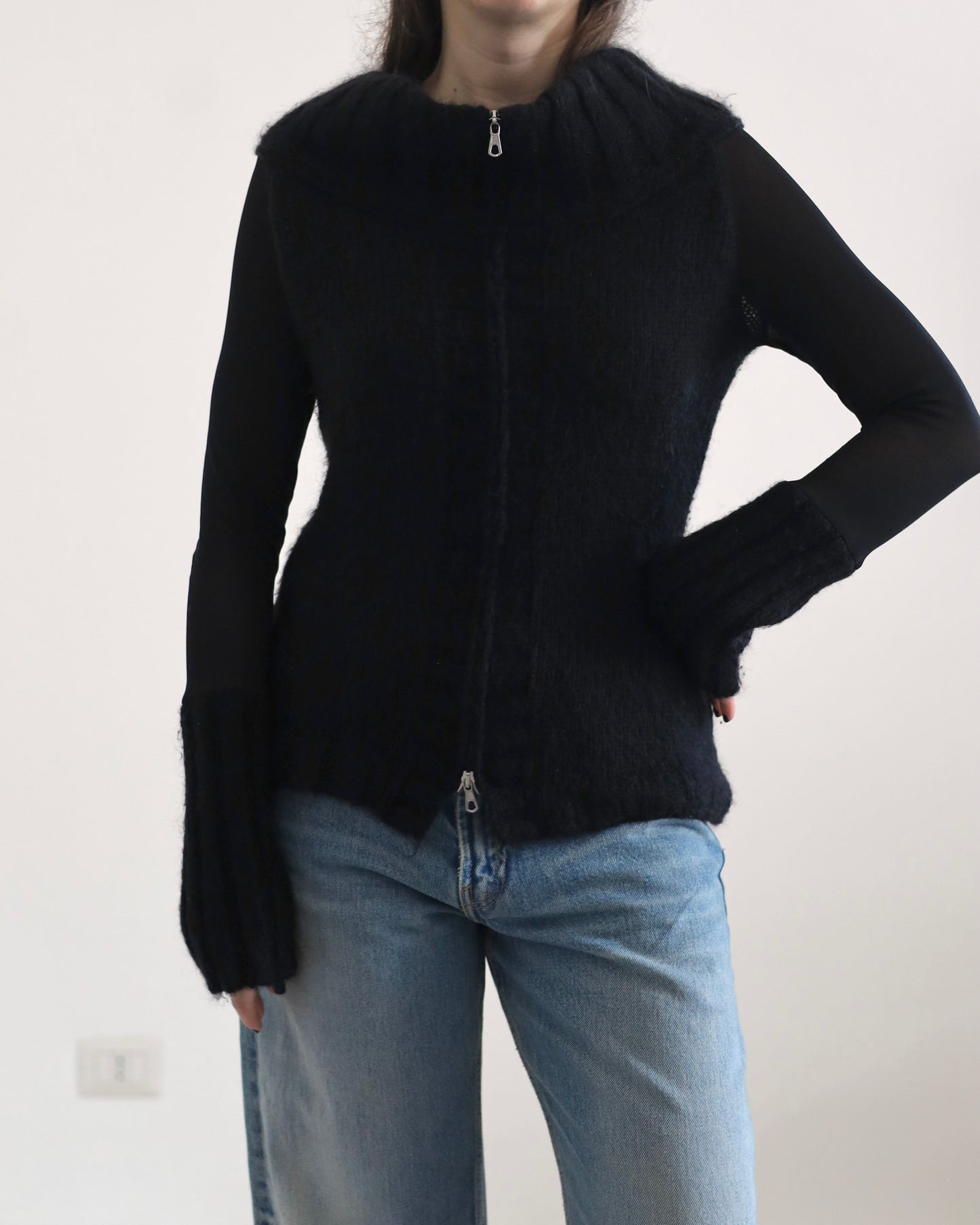 Double zip knit top