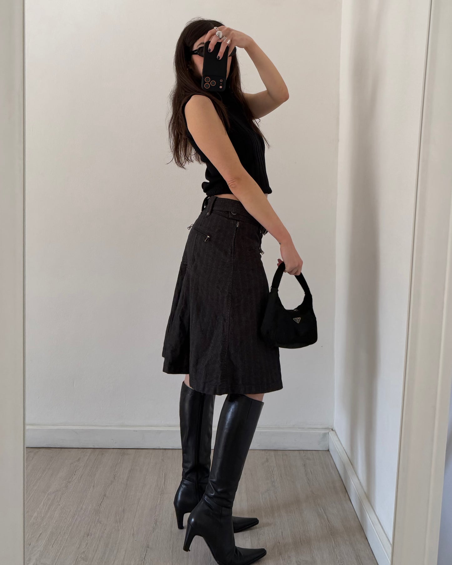 Y2k pinstripe midi skirt