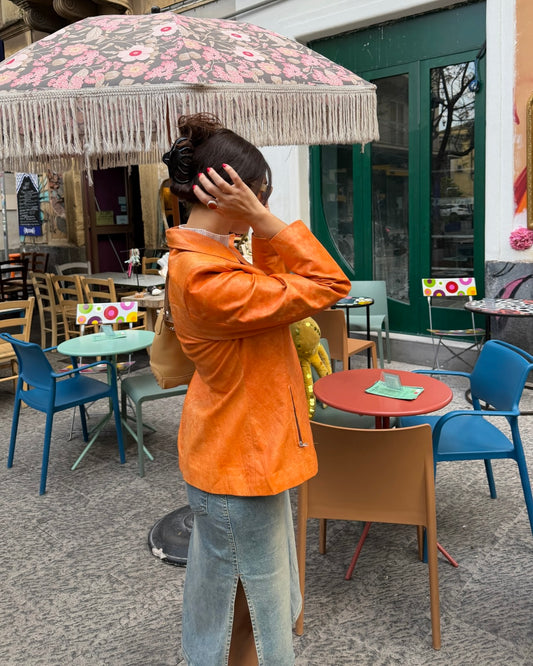 00s orange leather jacket