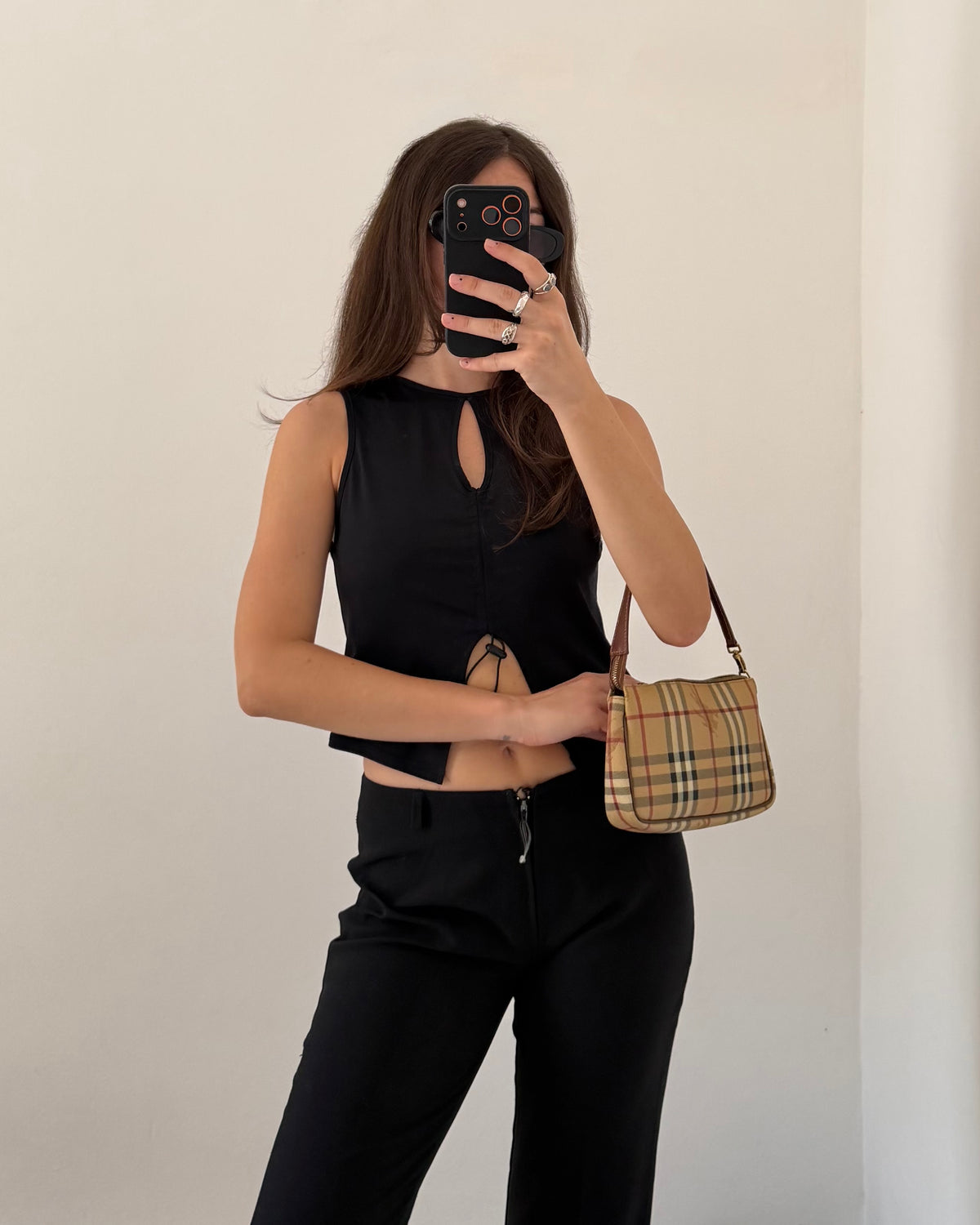 Minimal black kickflare trousers