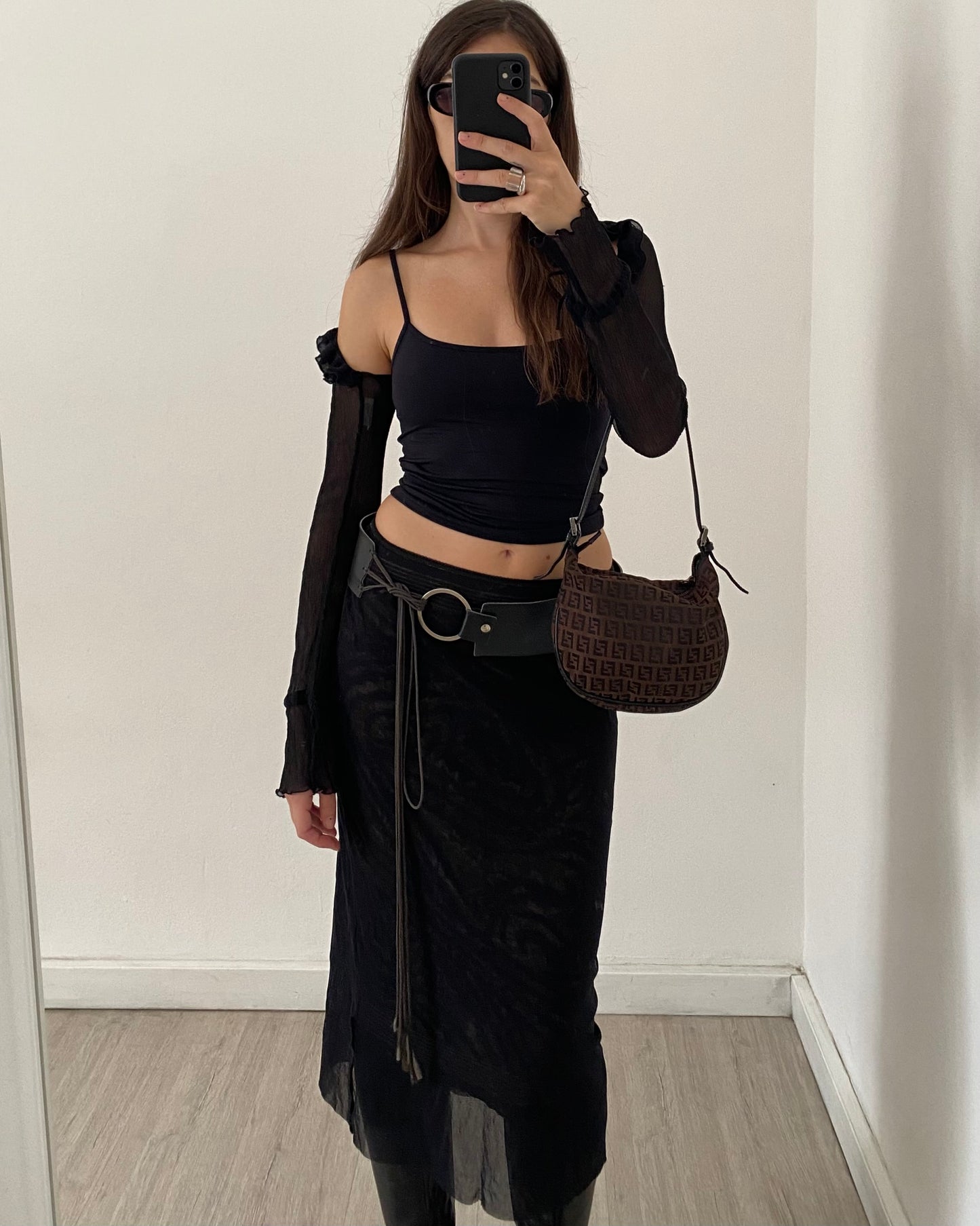 Micro mesh midi skirt