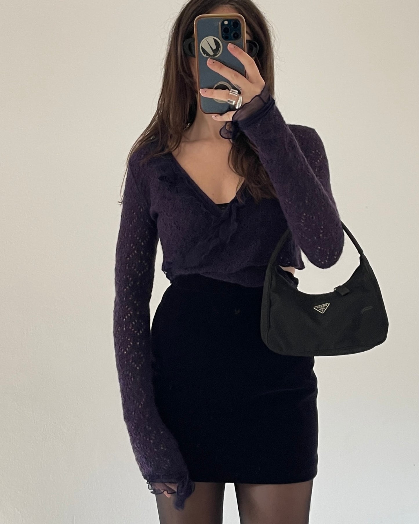 Midnight blue velvet skirt