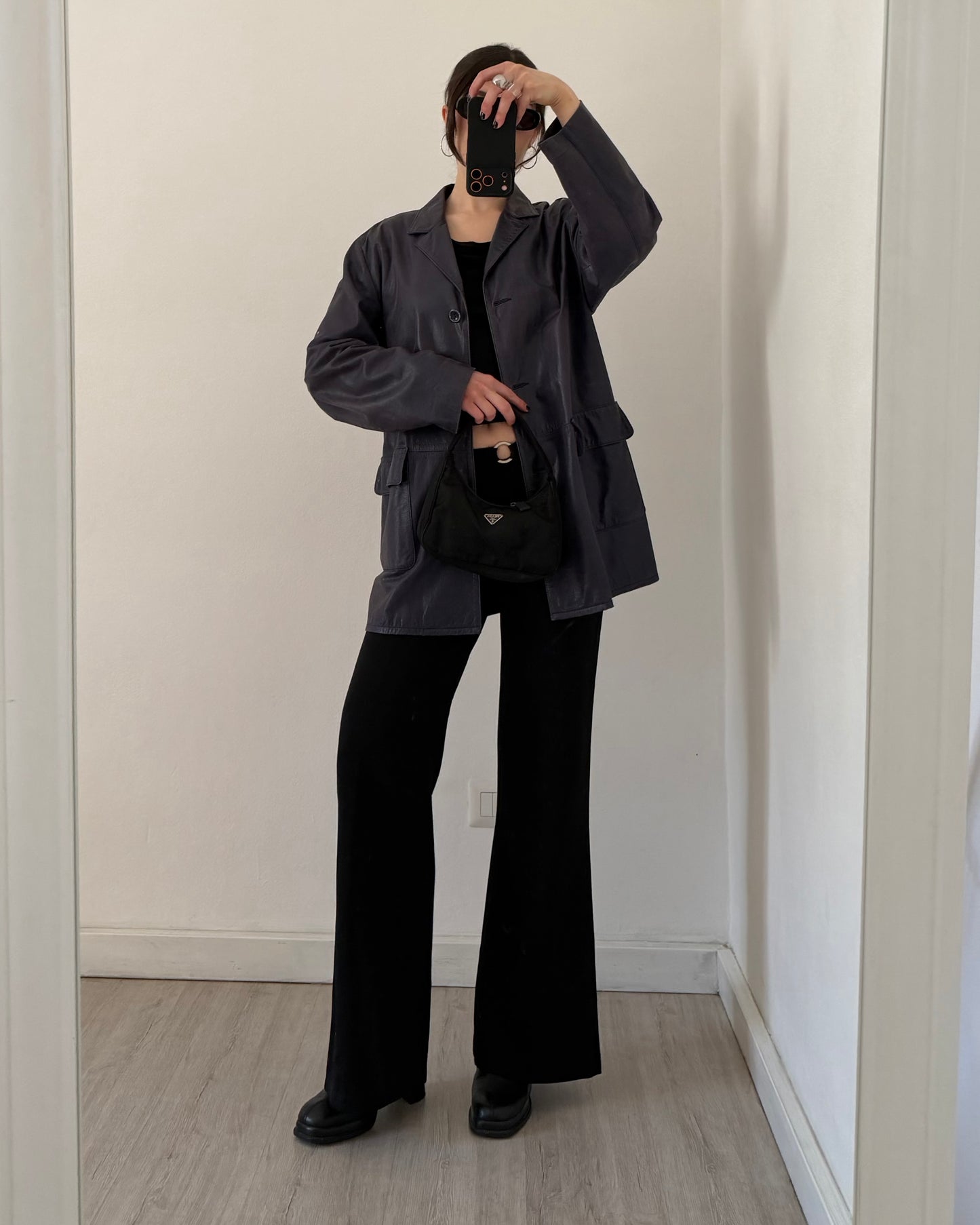 Midnight blue leather jacket