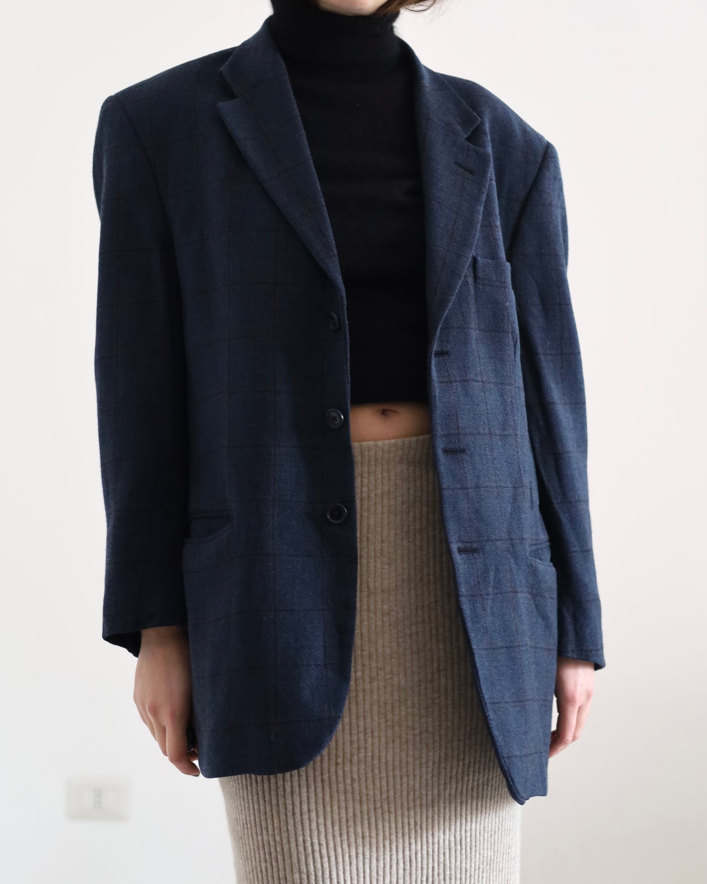 Wool check blazer