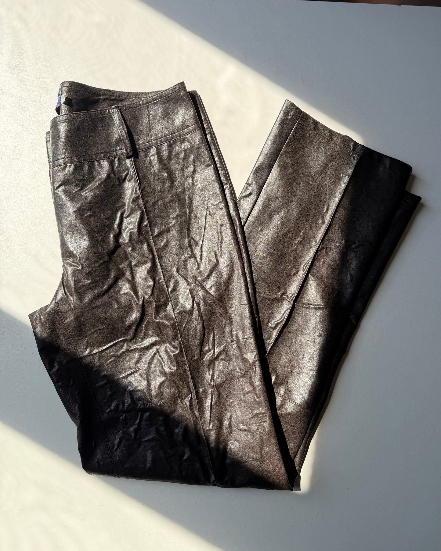 Faux leather brown pants