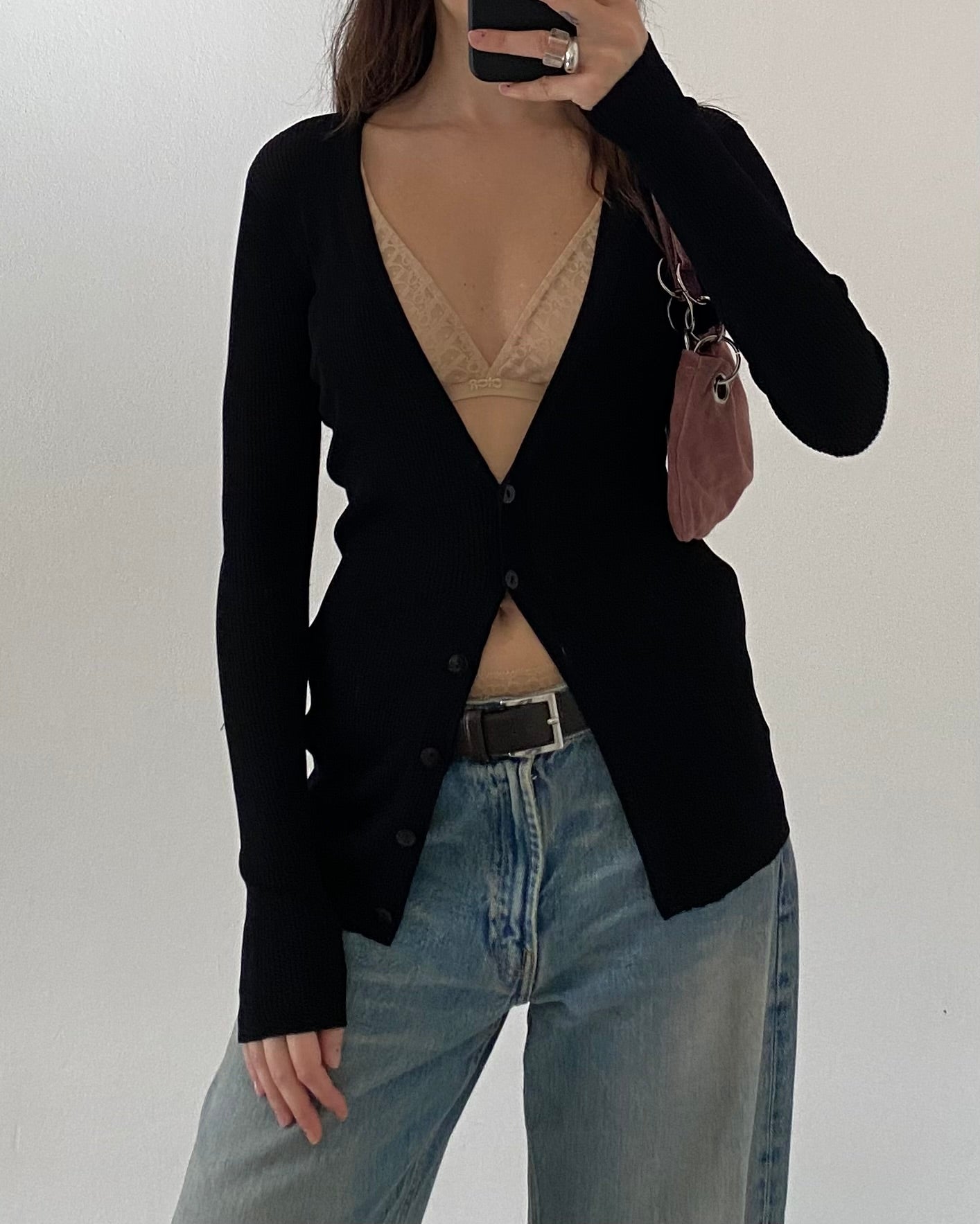 Ribbed semi-sheer cardigan
