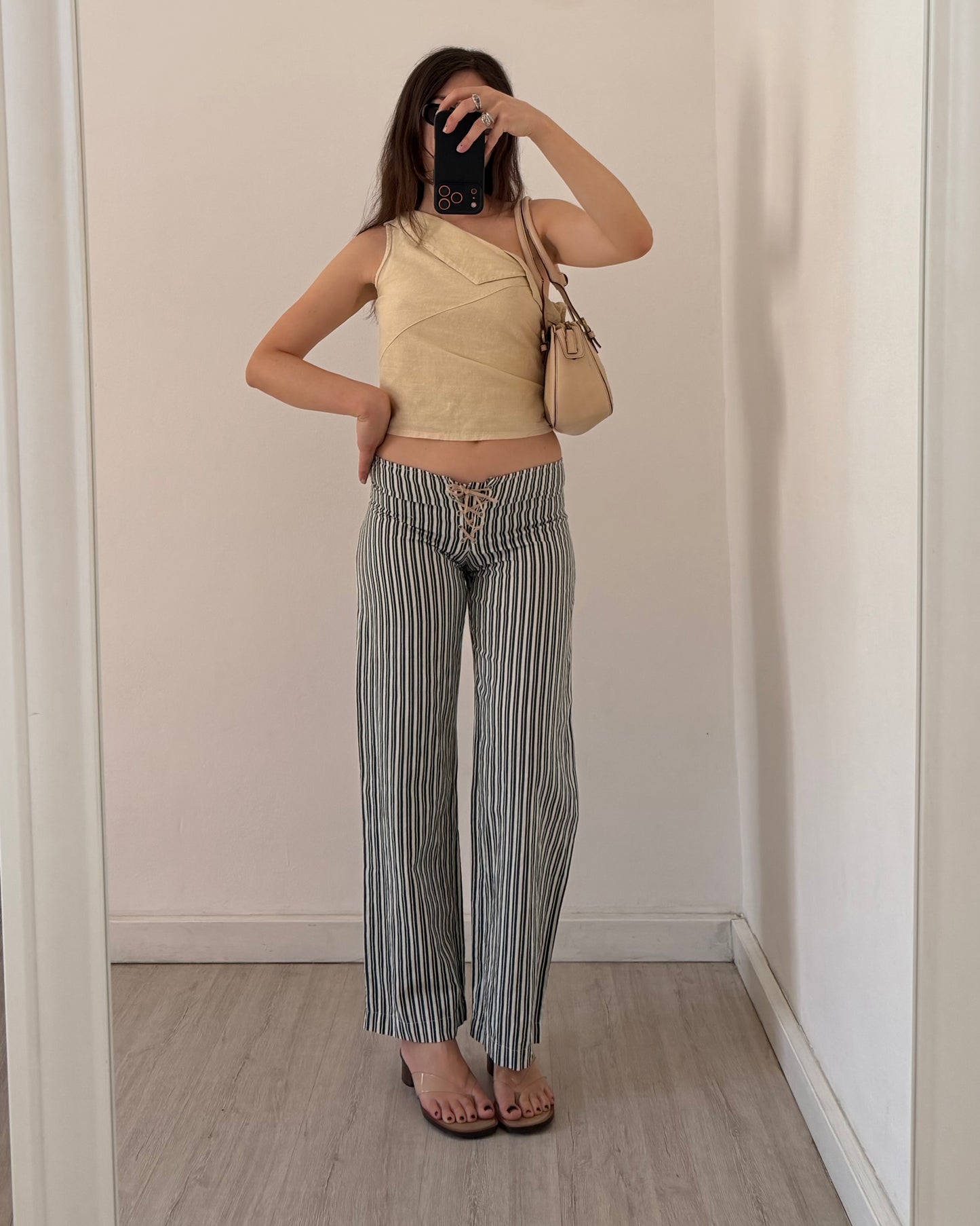 Linen striped trousers