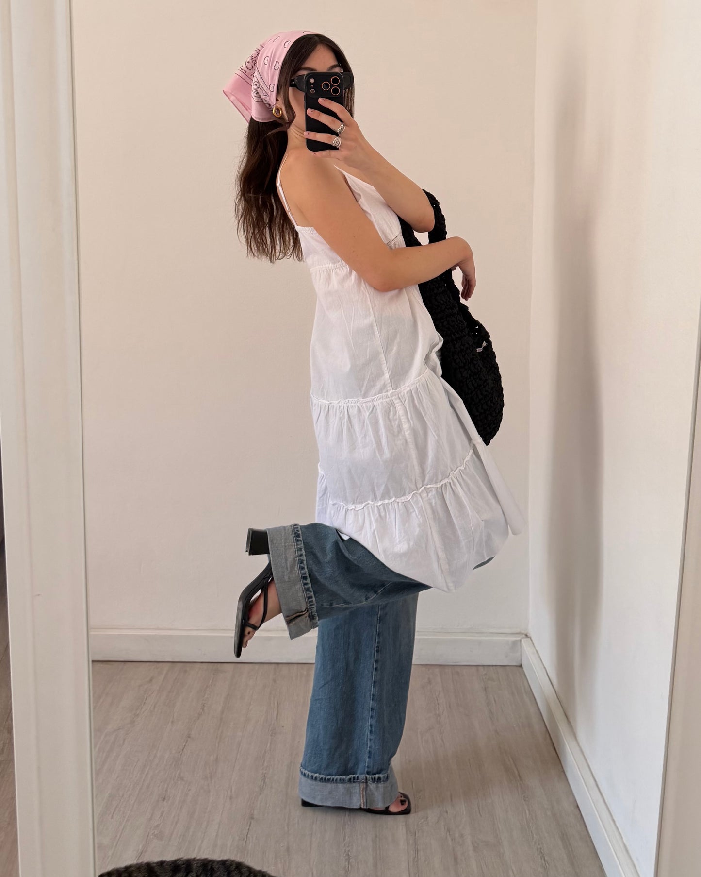 Cotton tiered midi dress