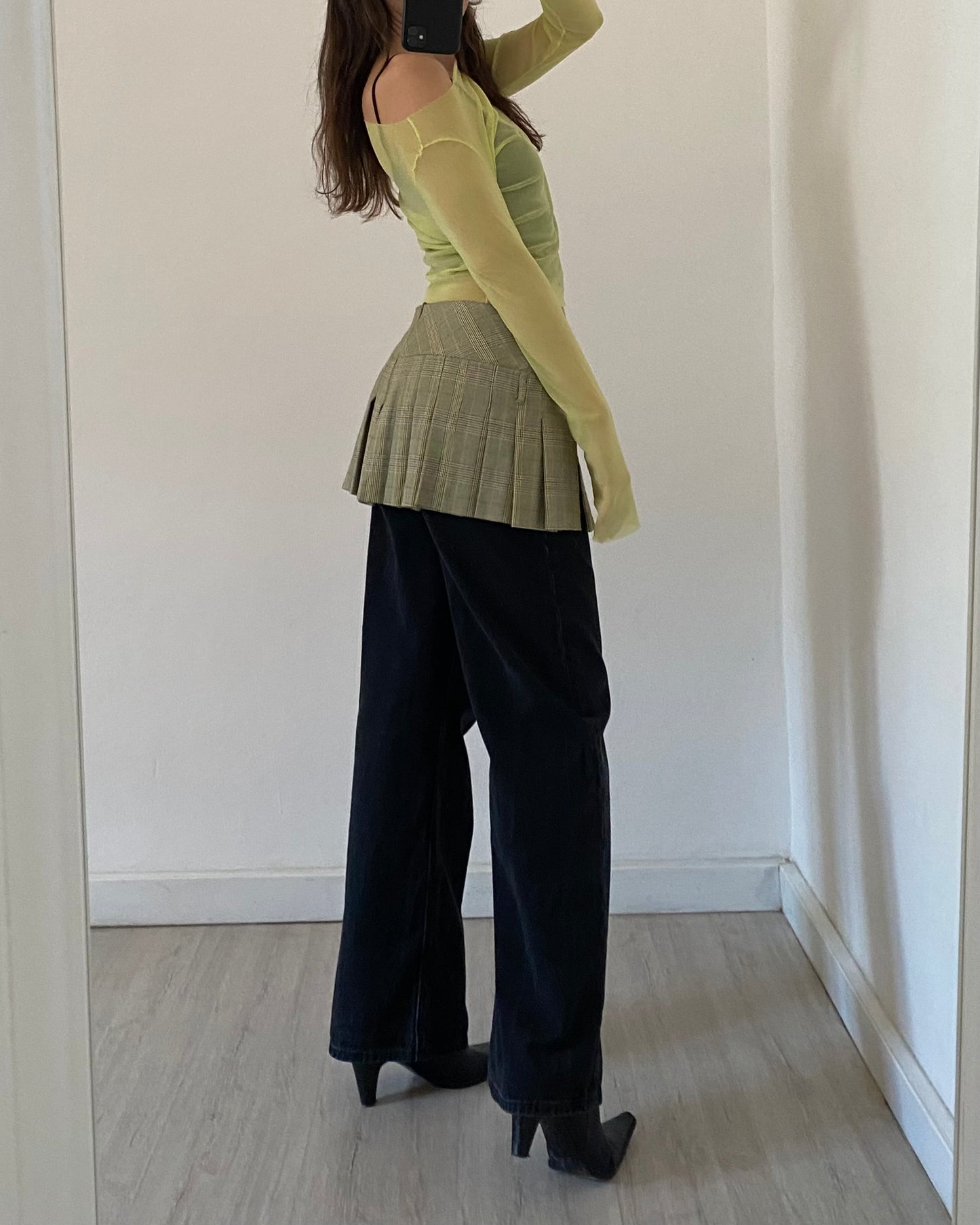 Lime green micro mesh top