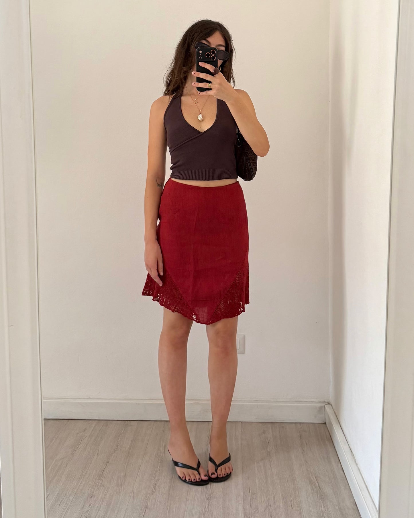 Silk linen skirt