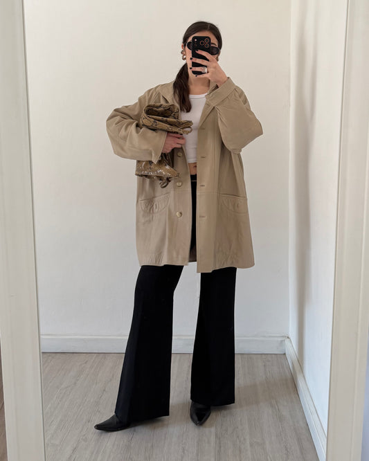 Nappa leather beige jacket