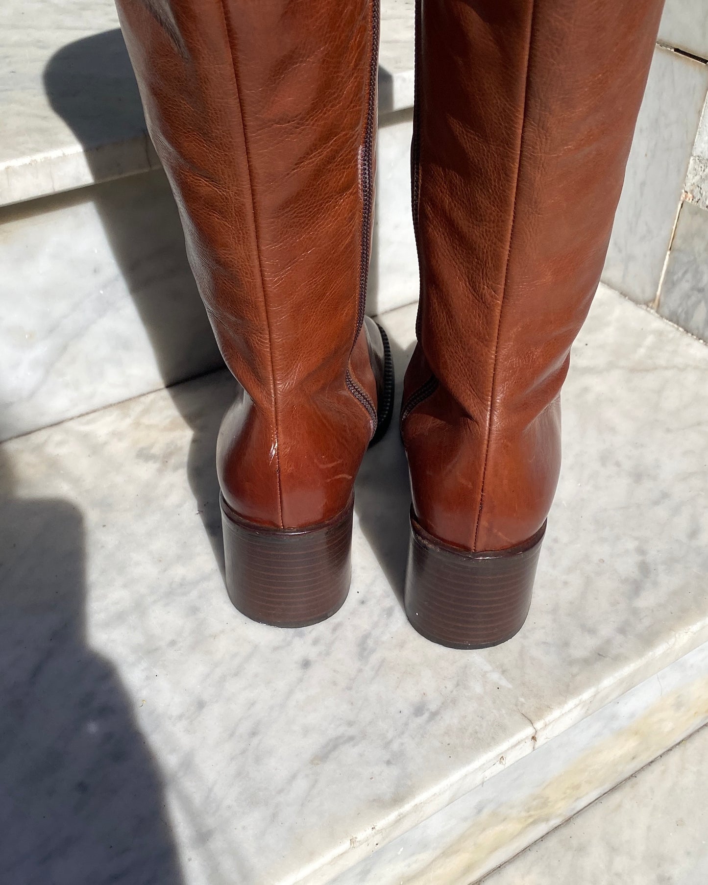 Square toe leather boots