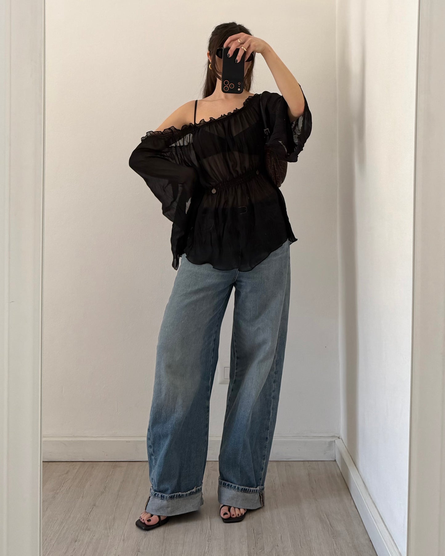 Sheer ruched top