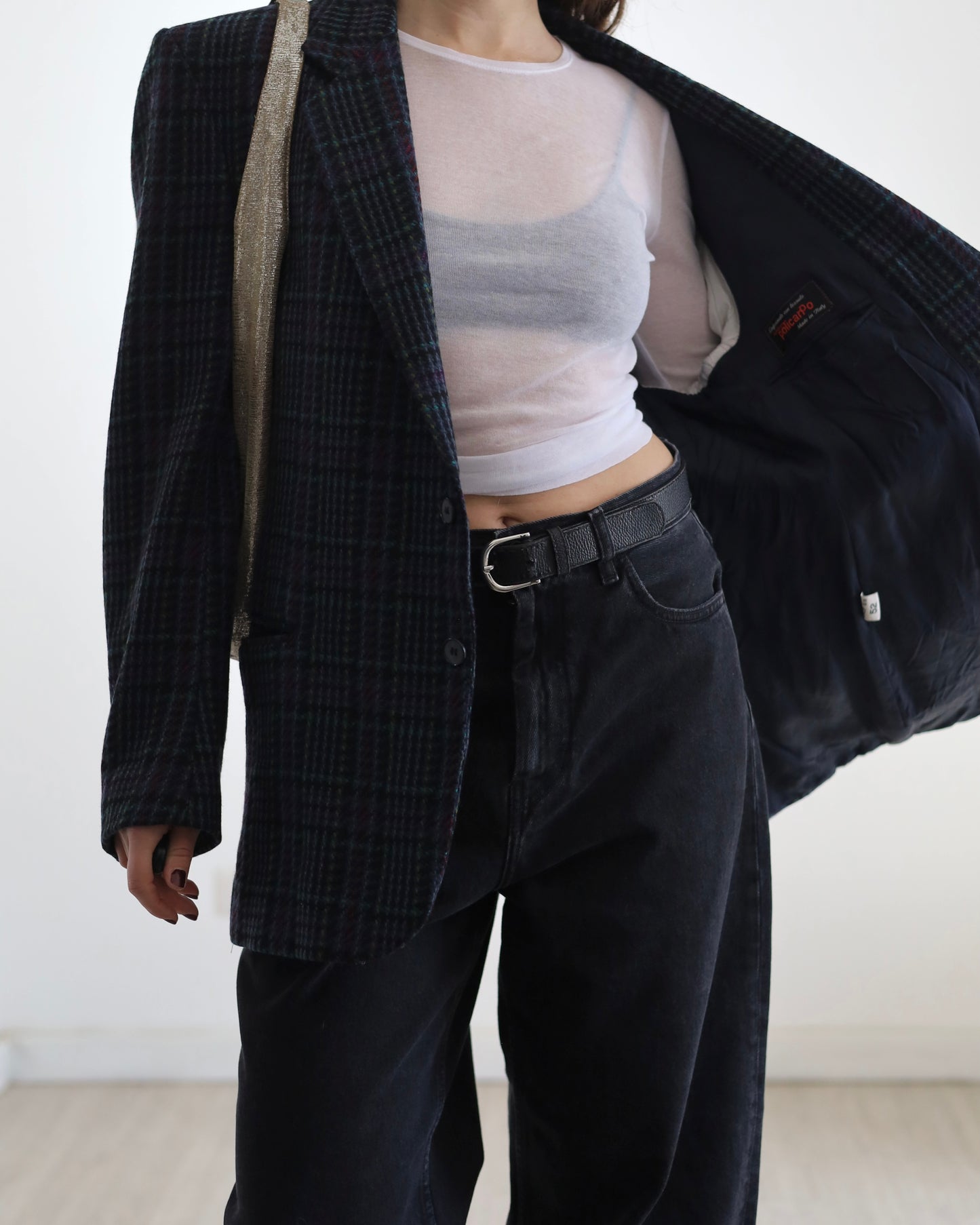 Wool check blazer